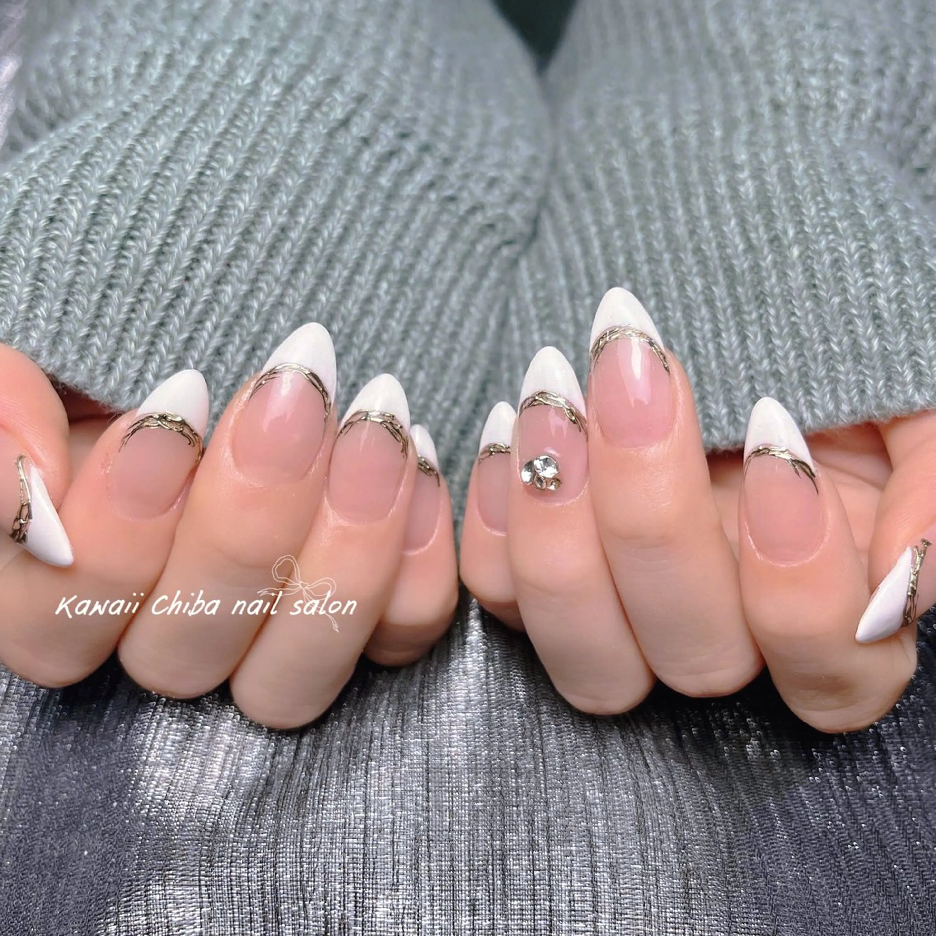 ネイル フレンチネイル ジェルネイル ガーリー キラキラネイル 韓国ネイル ハンドネイル ハンドケア Kawaii Chiba nailのネイルデザイン