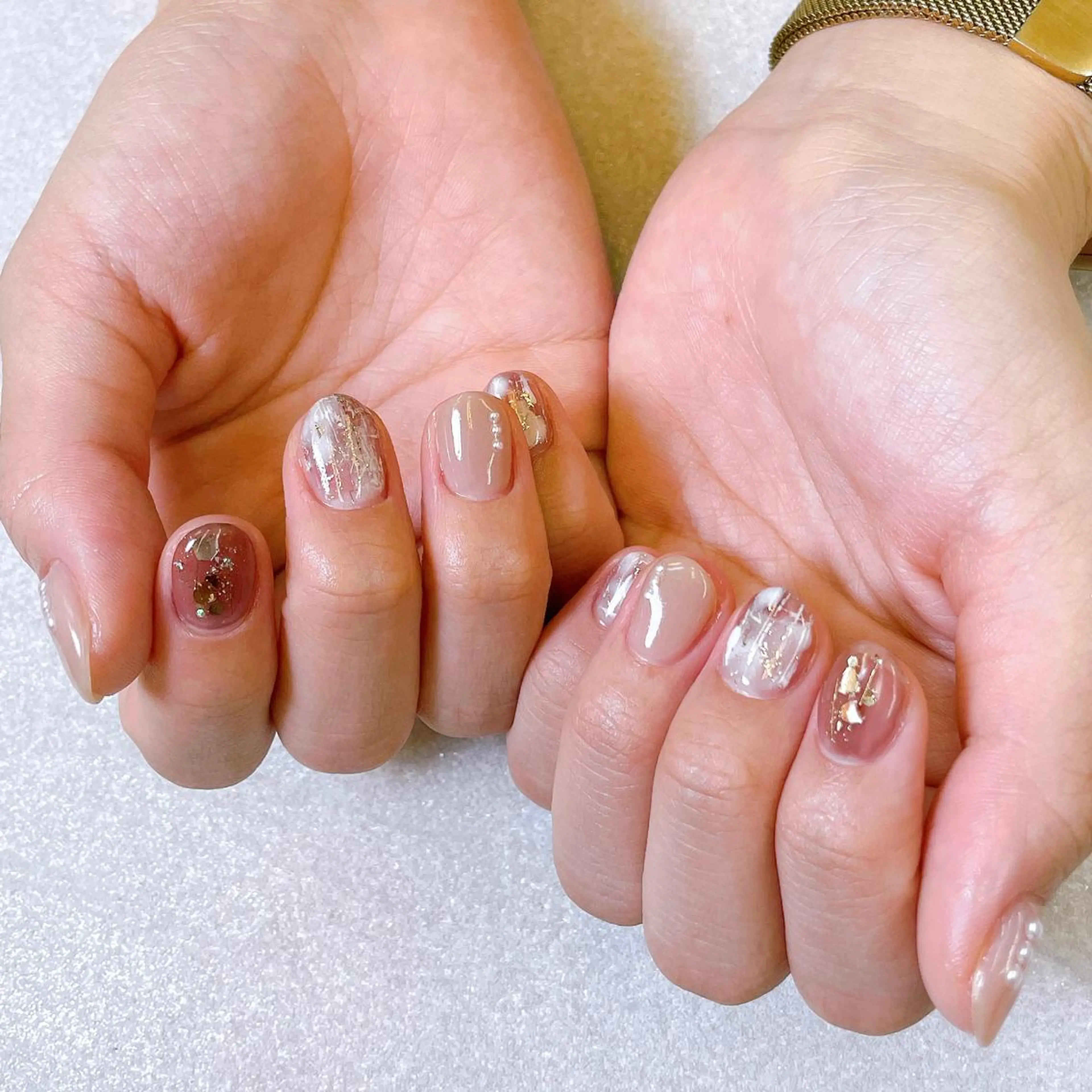 ネイル 長さ出し ラメ(グリッター) スカルプネイル ハンドネイル A85G ayakoのネイルデザイン