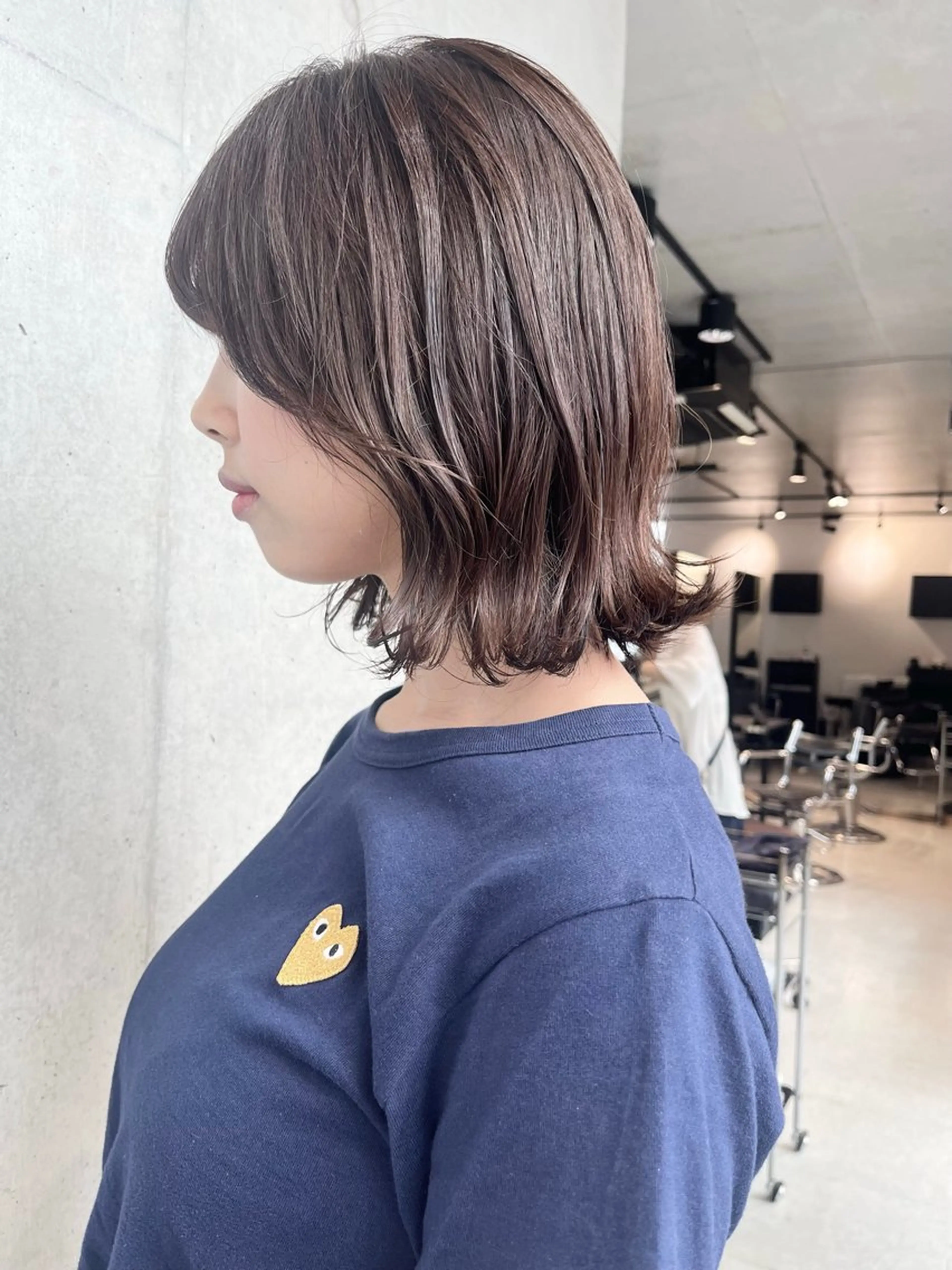 ミディアム カラー パーマ ヘアカラー トリートメント 透明感/オリーブ/ グレージュ/YUKAのヘアスタイル