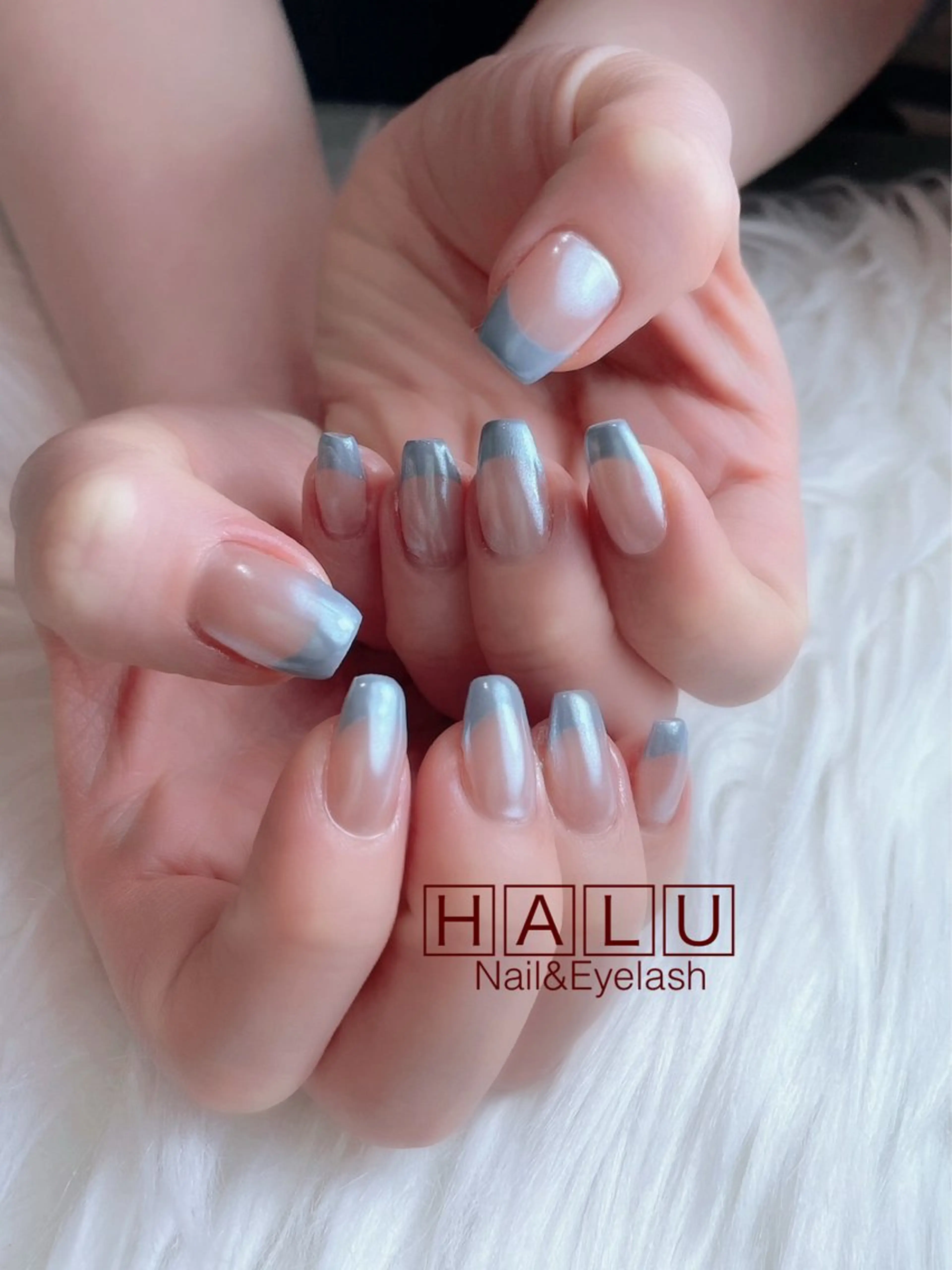 ネイル ブルー フレンチネイル HALU ハルのネイルデザイン
