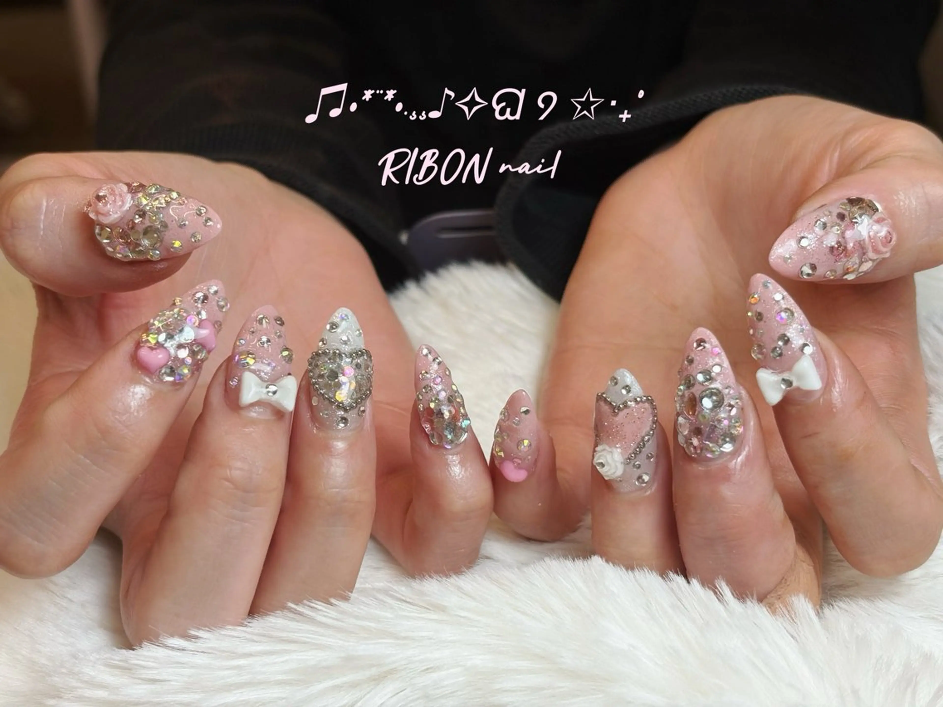 ネイル チークネイル 長さ出し フレンチネイル ジェルネイル グラデーション ハンドネイル RIBON nail 高田馬場のネイルデザイン