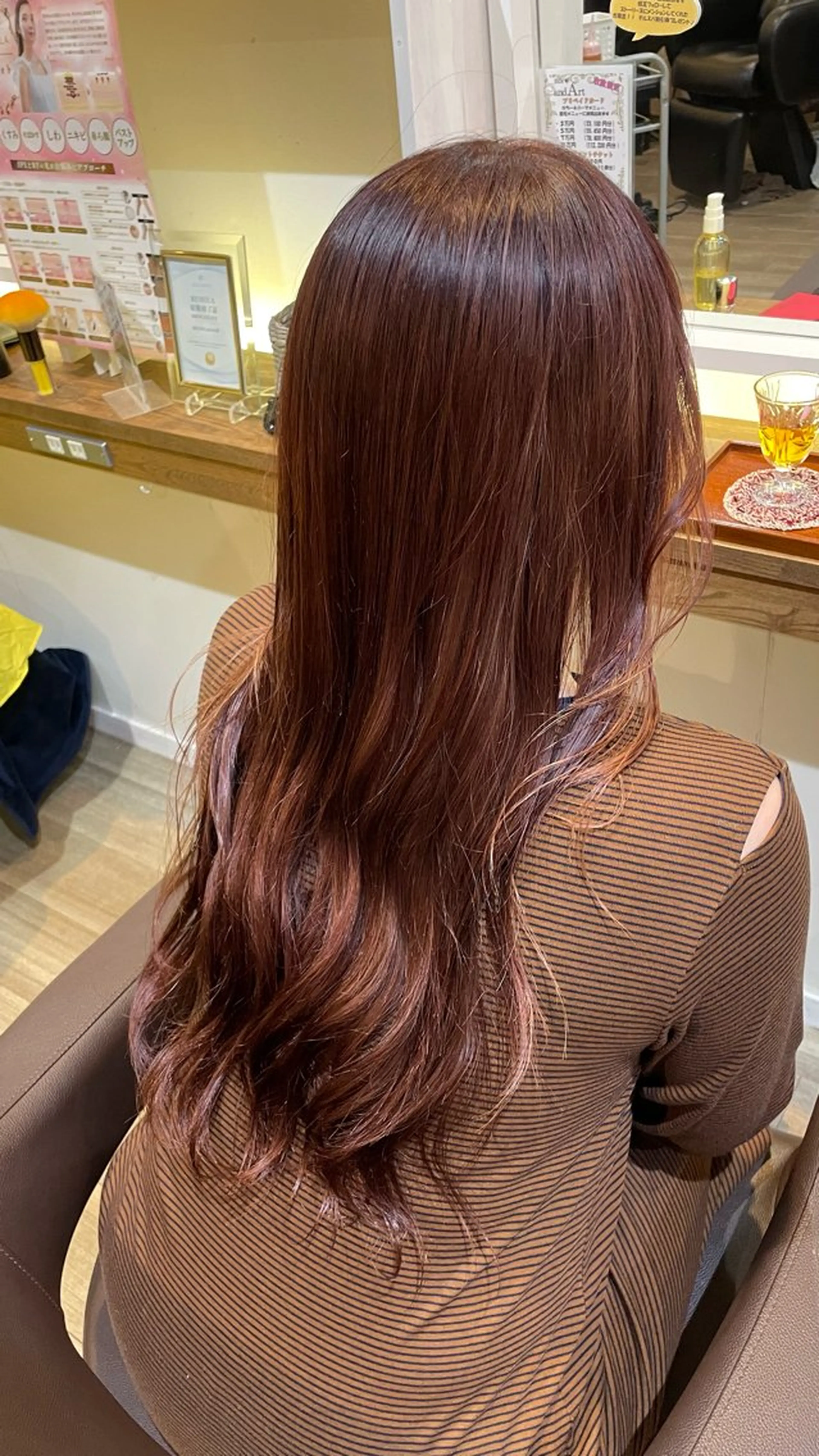 セミロング オレンジブラウン ヘアカラー 🎀ハイトーン/ 艶カラー/夕月🎀のヘアスタイル