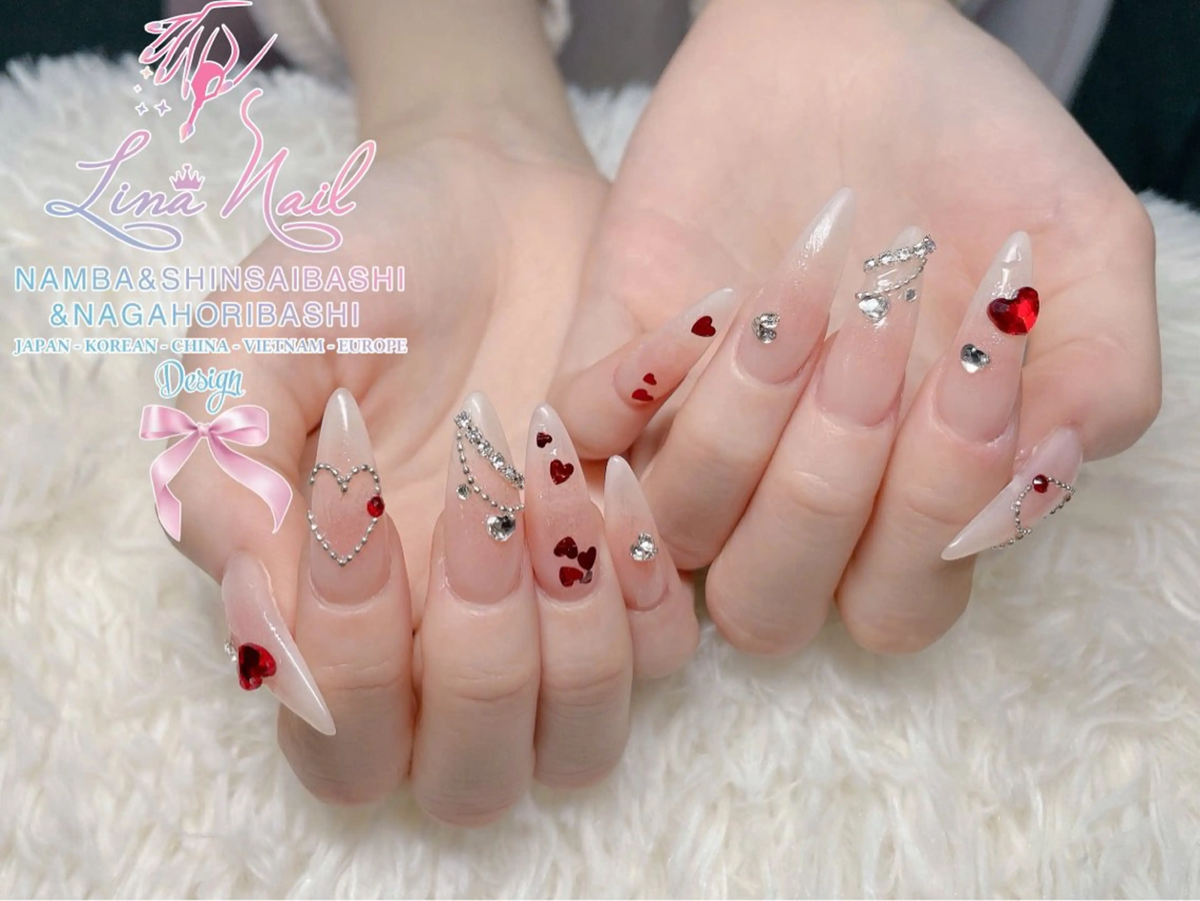 ネイル チークネイル 桜ネイル フラッシュネイル フットネイル ジェルネイル ハンドネイル リナネイル アメ村心斎橋店のネイルデザイン