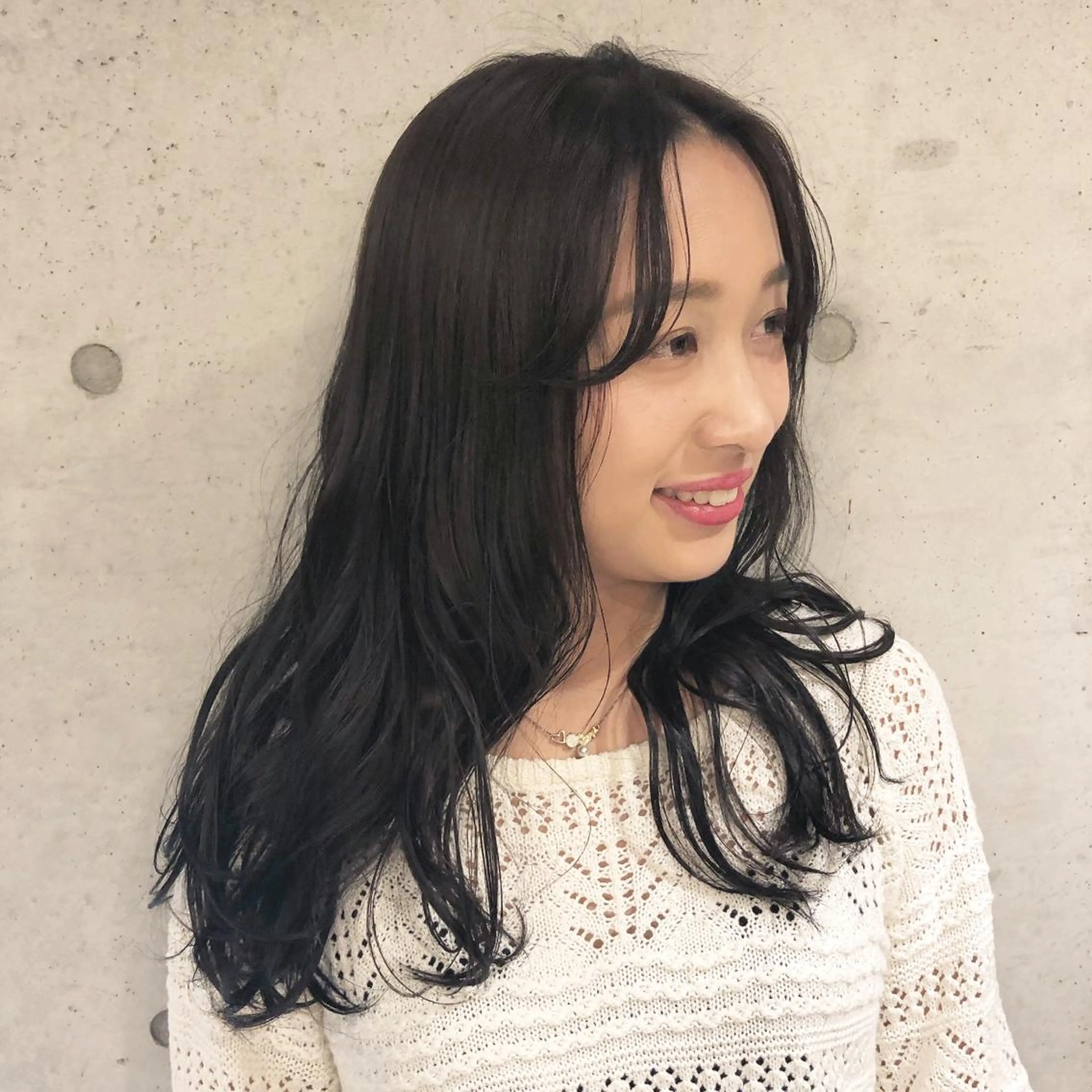 ロング カラー 黒髪 ブルーカラー ブルーブラック 髪質改善サロン 梅田/ヨナミネのヘアスタイル