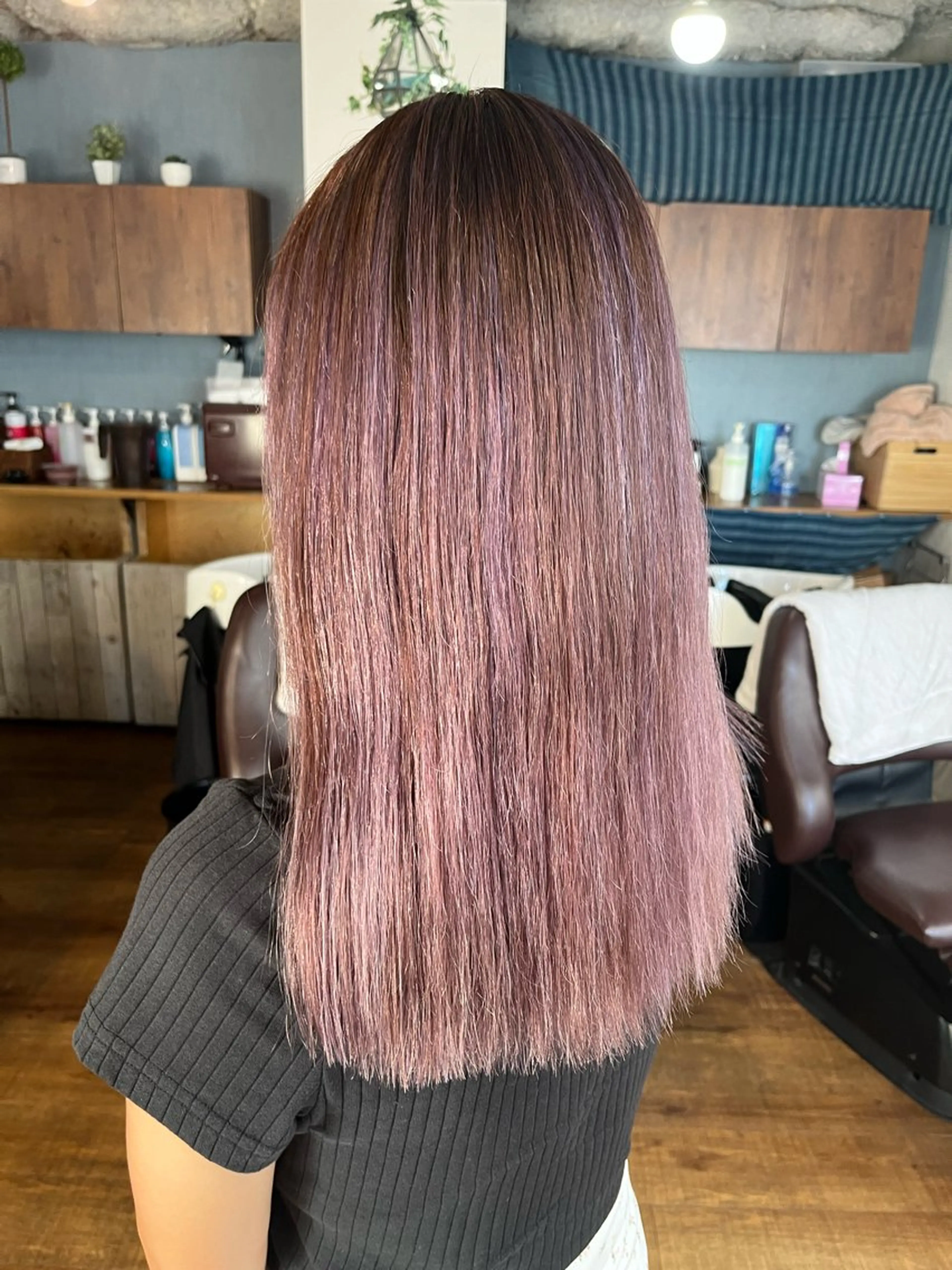 ロング ピンクブラウン ハイライト カット ヘアカラー トリートメント 似合わせ/ブリーチ/ 髪質改善/ミクෆ‪のヘアスタイル