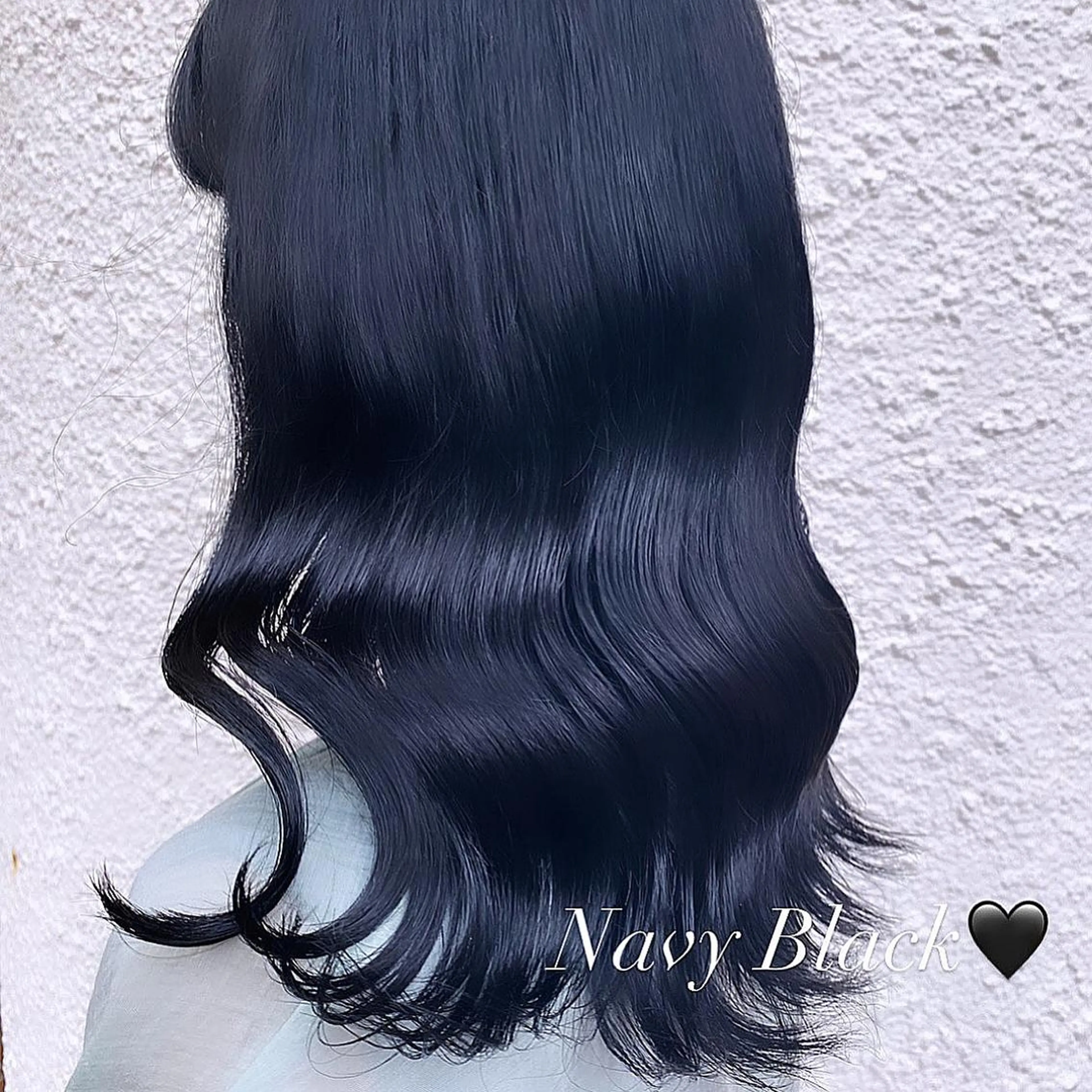 セミロング カラー 黒髪 ネイビーカラー ブリーチなしWカラー 🎀韓国ヘア/amiのヘアスタイル