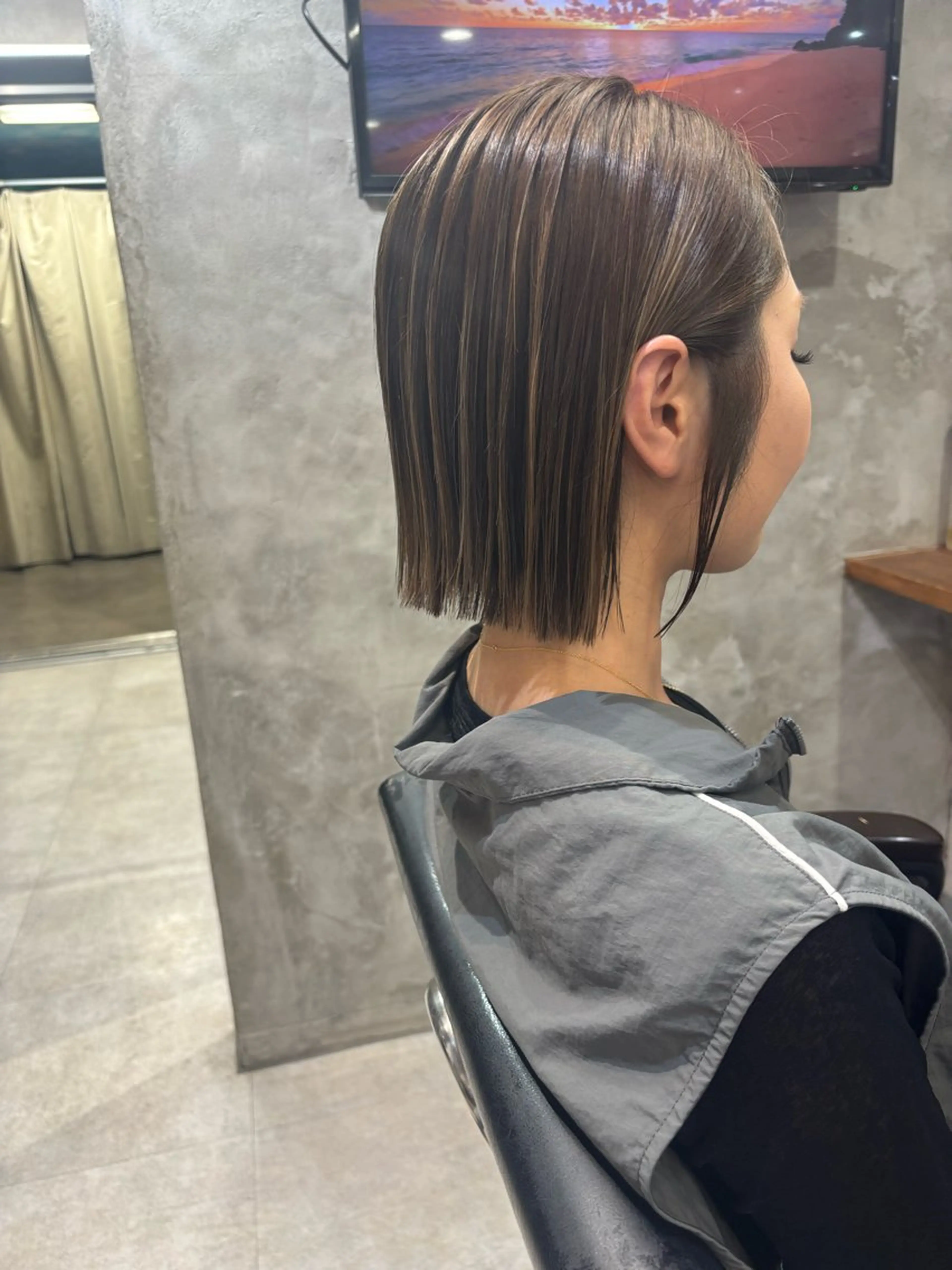 ショート カラー ベージュカラー オレンジ ボブ カット ヘアカラー 松井那津子 /ハイライトブリーチのヘアスタイル