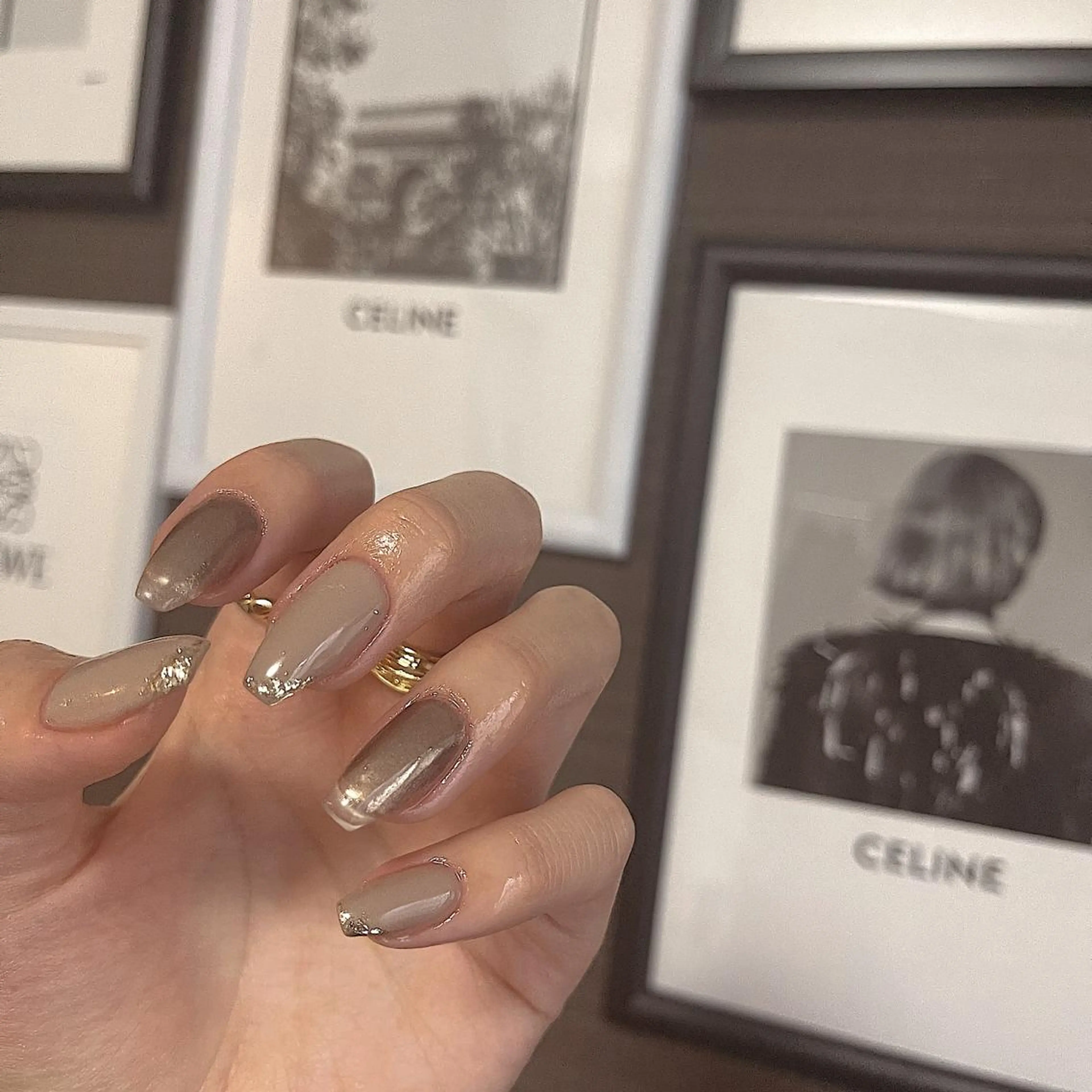 ネイル アートネイル ブラウン フットネイル フレンチネイル ジェルネイル ハンドネイル Nail Salon ECLAREのネイルデザイン