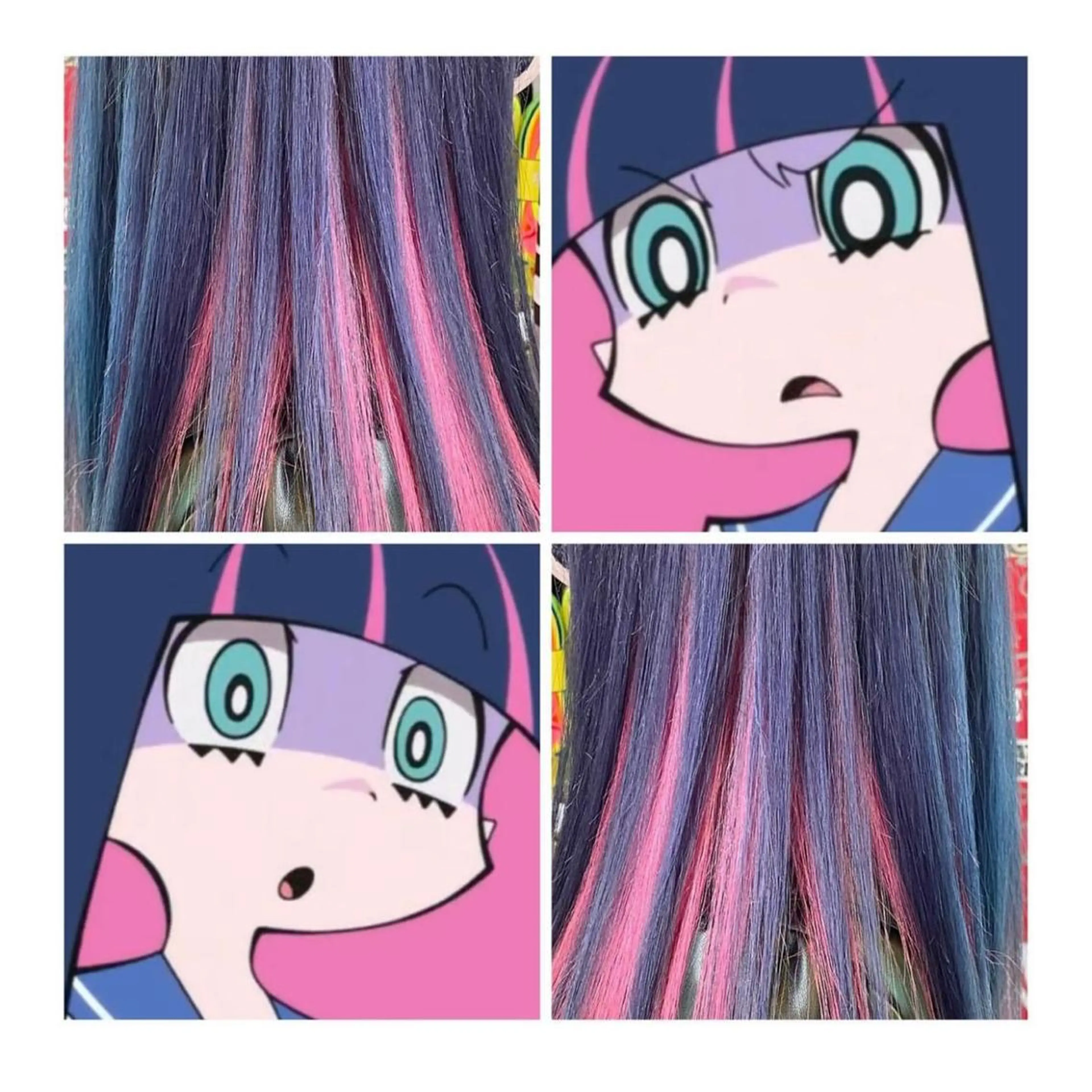 ミディアム カラー ネイビーカラー ピンクカラー ヘアカラー TSUNO🦖 派手髪/オタク美容師のヘアスタイル