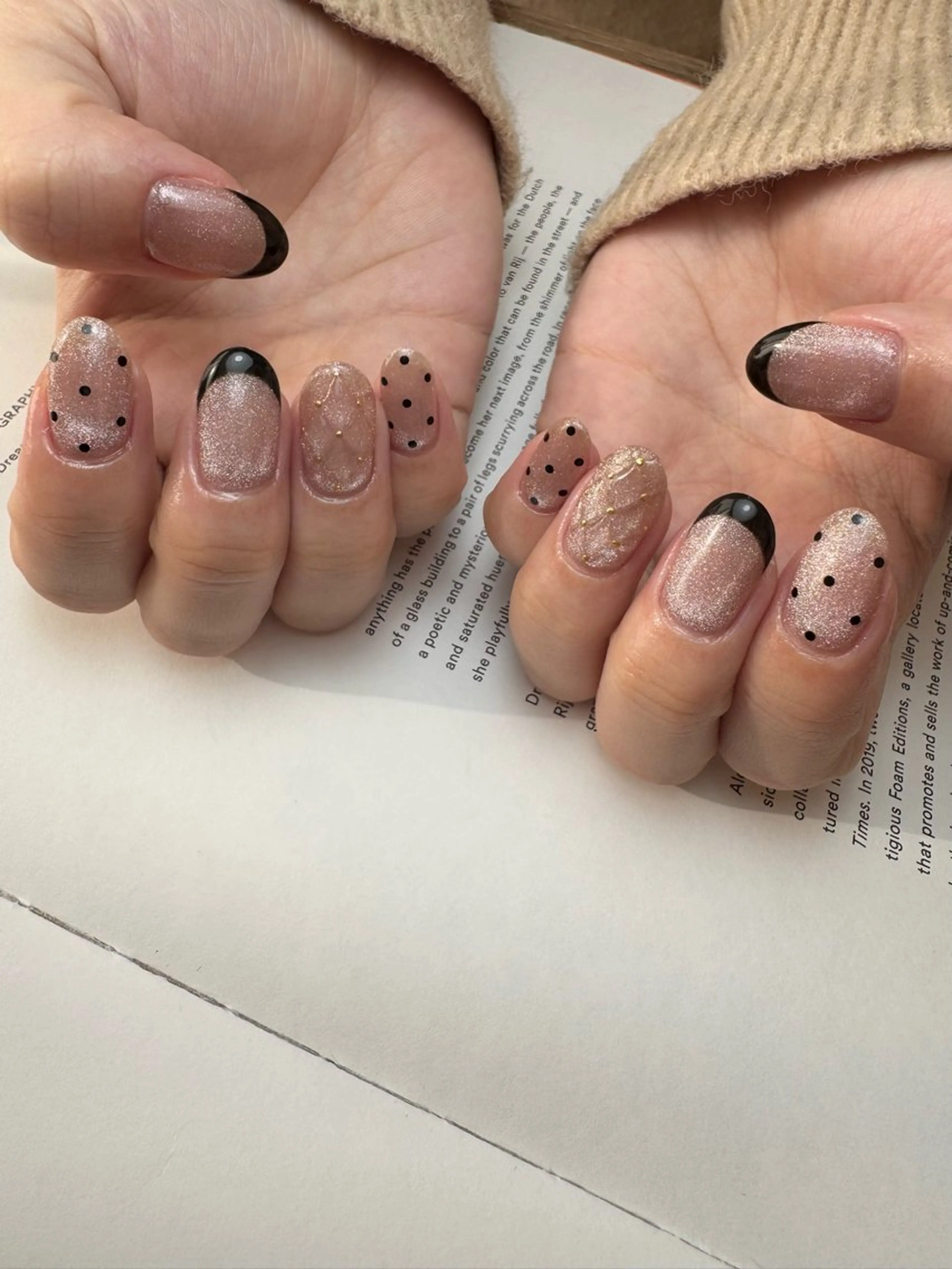 ネイル ドット フレンチネイル マグネットネイル ハンドネイル 白日-hakubi nail-のネイルデザイン