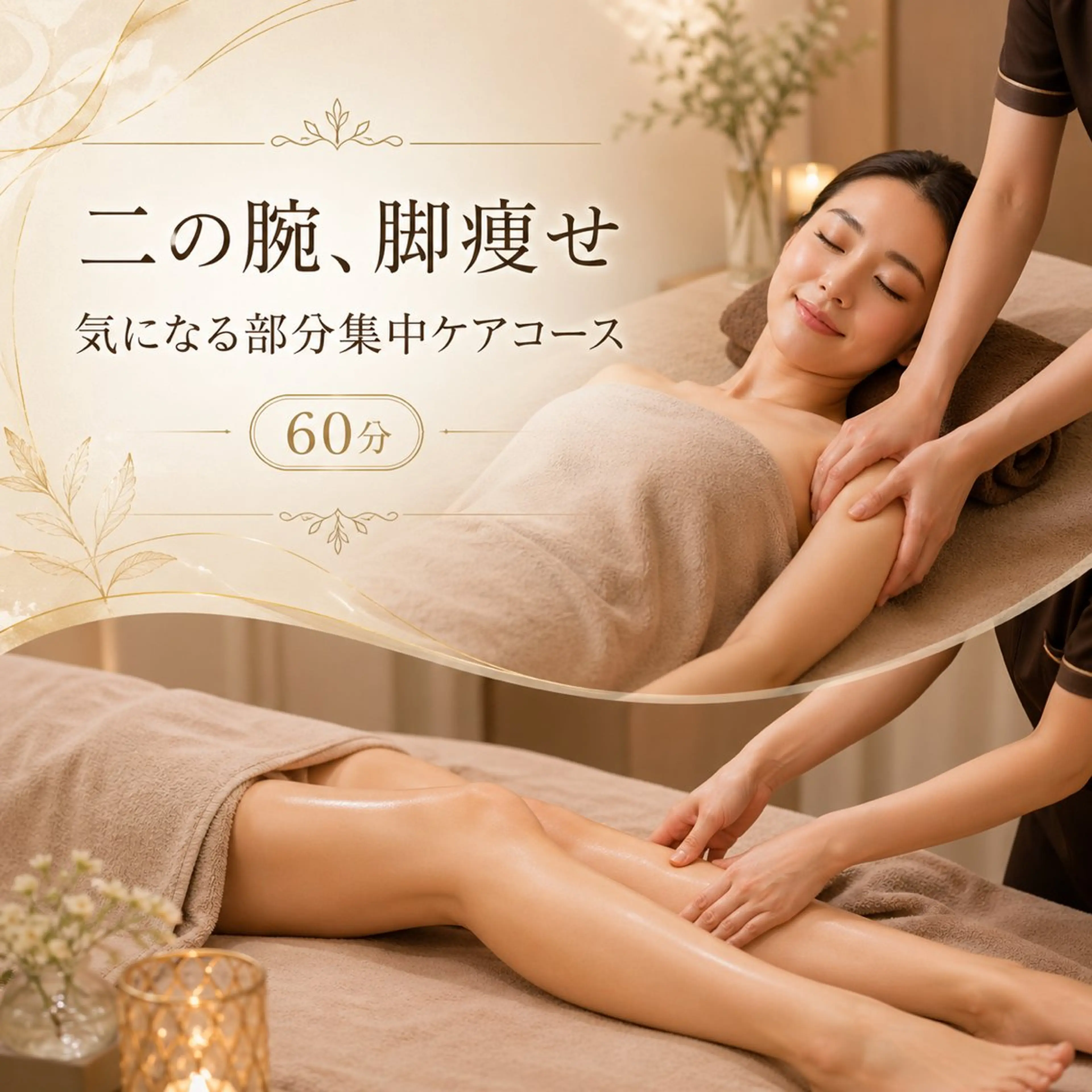 二の腕、脚痩せ　気になる部分集中ケアコース　60分の写真