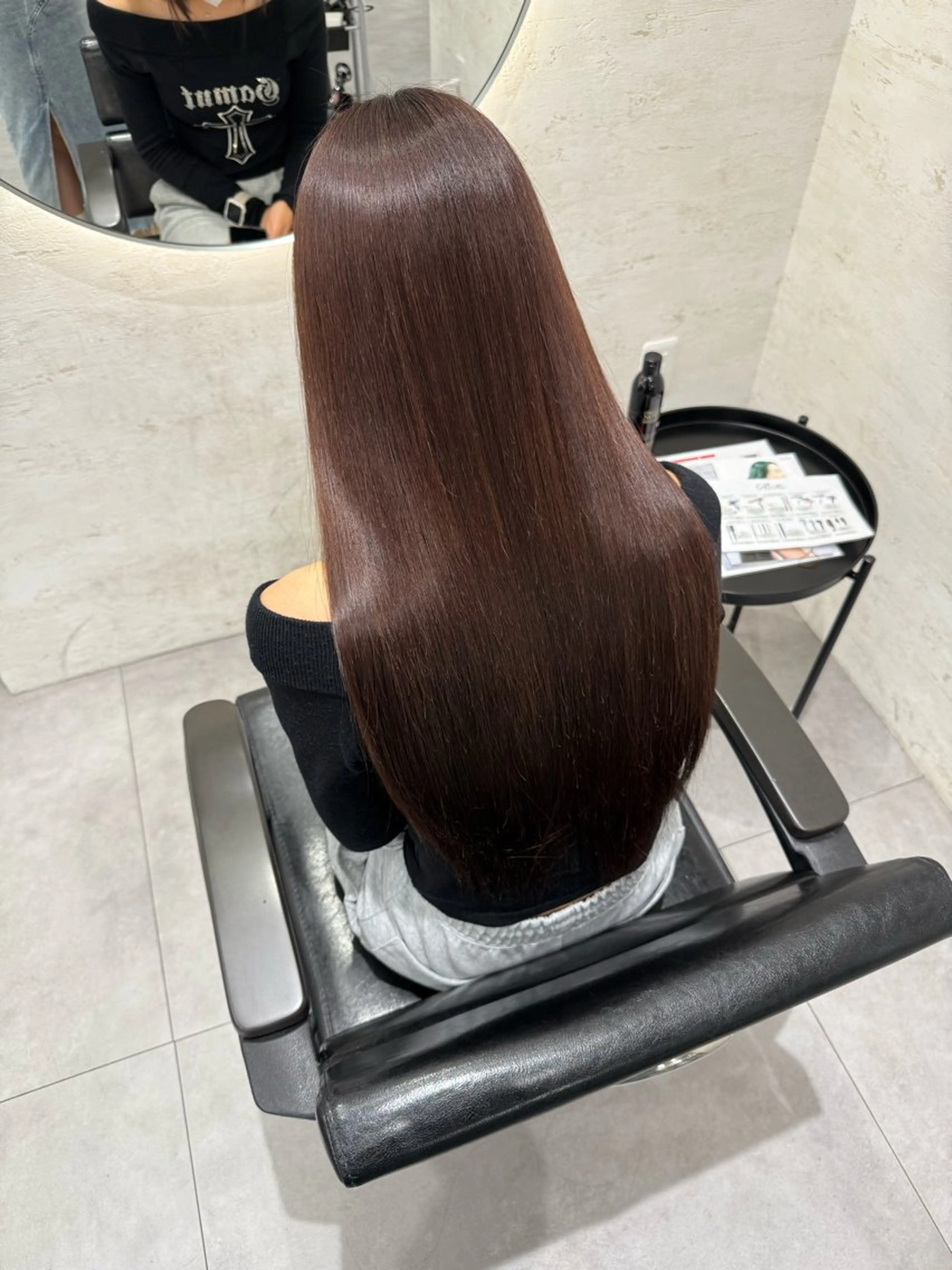 ロング ピンクブラウン ヘアカラー トリートメント 柴田樹/大人可愛い 艶髪カラー/髪質改善のヘアスタイル