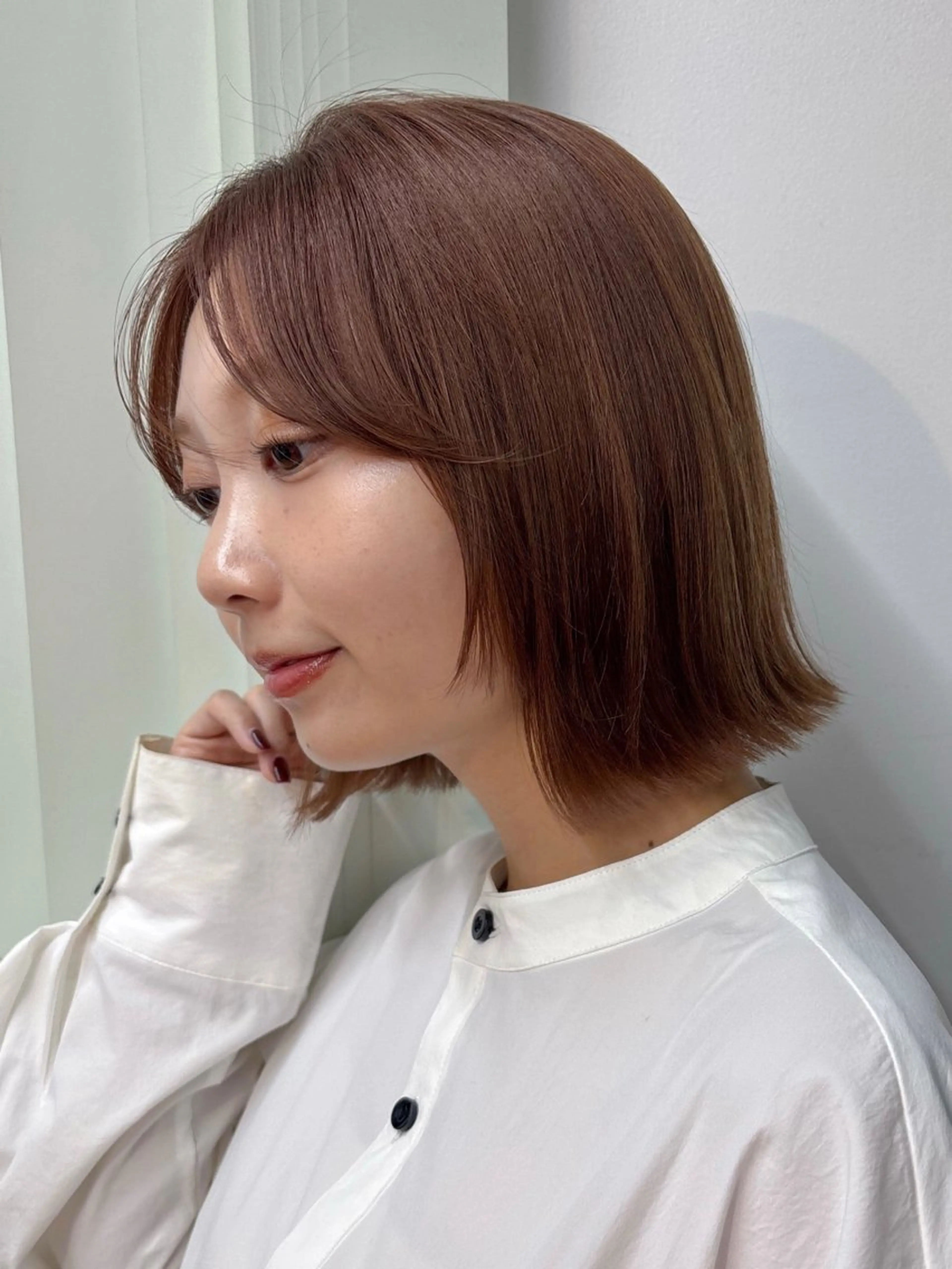 ミディアム カラー ボブレイヤー ブラウンカラー ナチュラルブラウン ボブ レイヤーカット カット ヘアカラー トリートメント ボブ/ミディアム 親しみやすさ/さくらのヘアスタイル