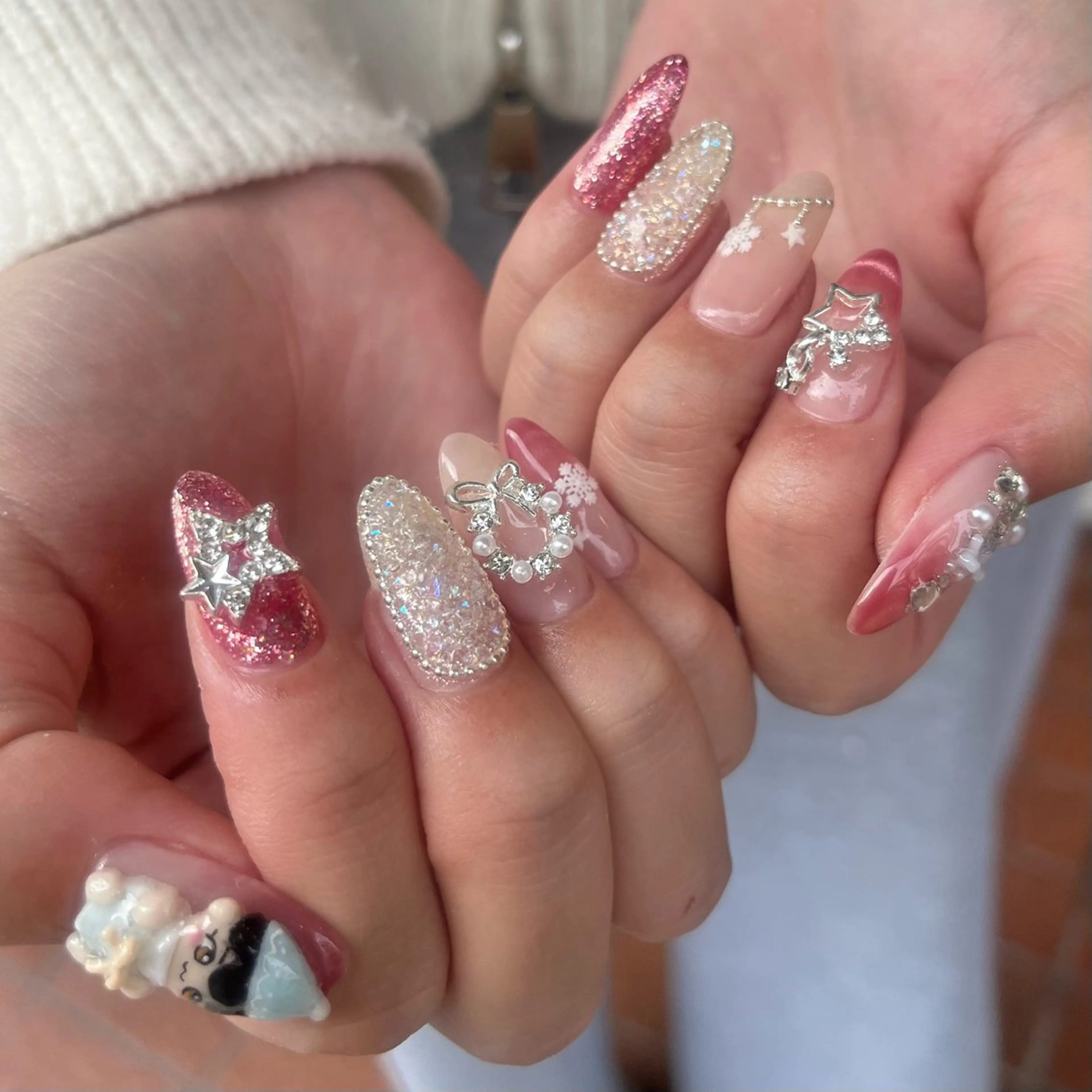 ネイル ピンク ホワイト ハンドネイル ballie／小野原 なつみのネイルデザイン