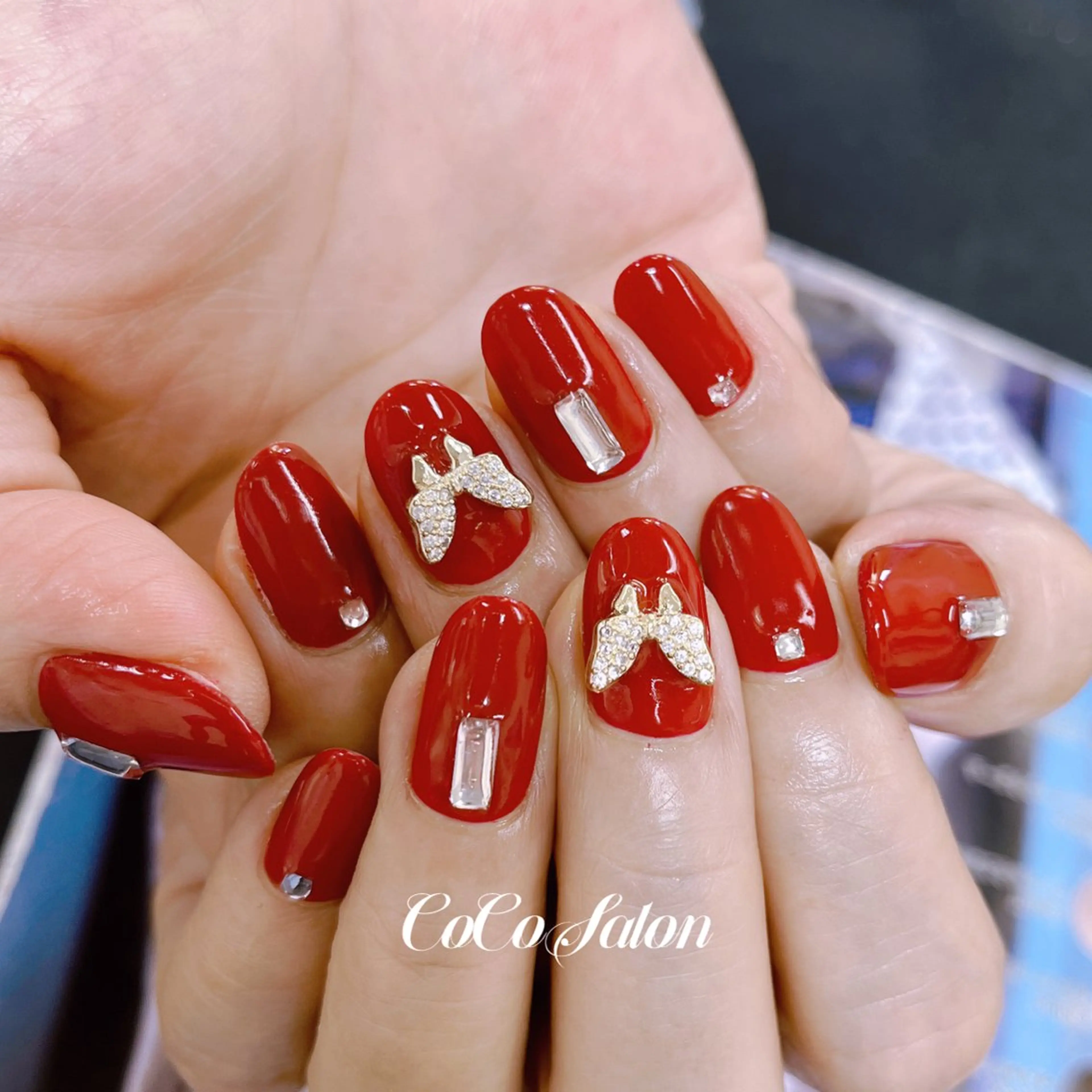 ネイル 成人式 長さ出し ジェルネイル ワンカラーネイル パラジェル ハンドネイル CoCoSalon ネイル/まつ毛予約のネイルデザイン