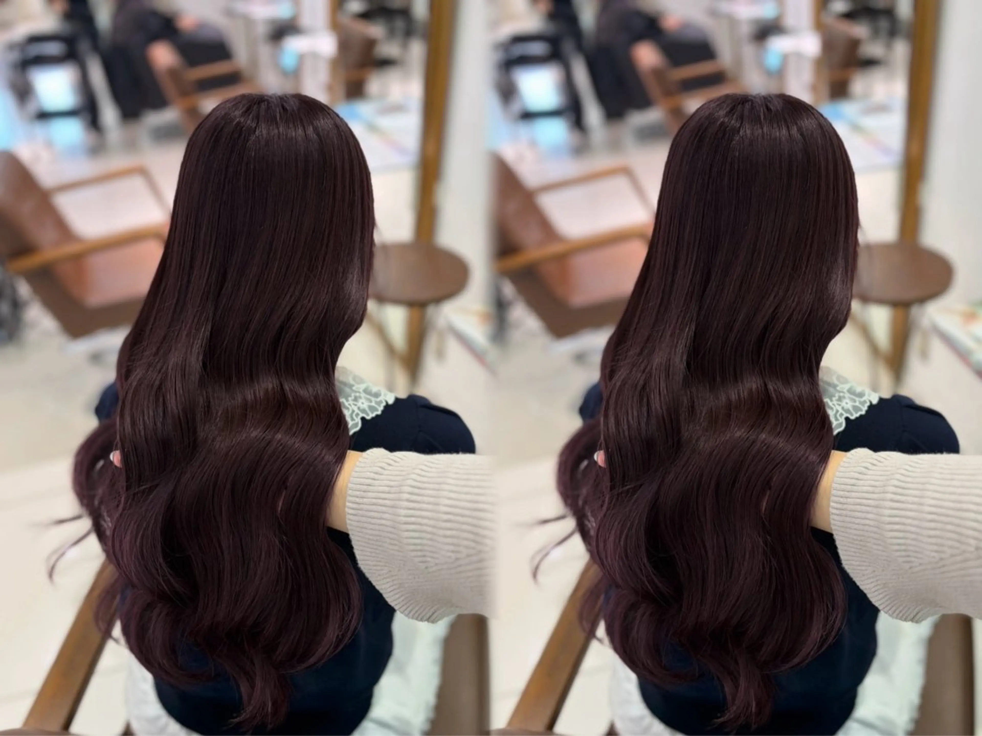 ロング ピンクラベンダー ヘアカラー トリートメント 巻ける🫧縮毛矯正 💞はな🎀のヘアスタイル