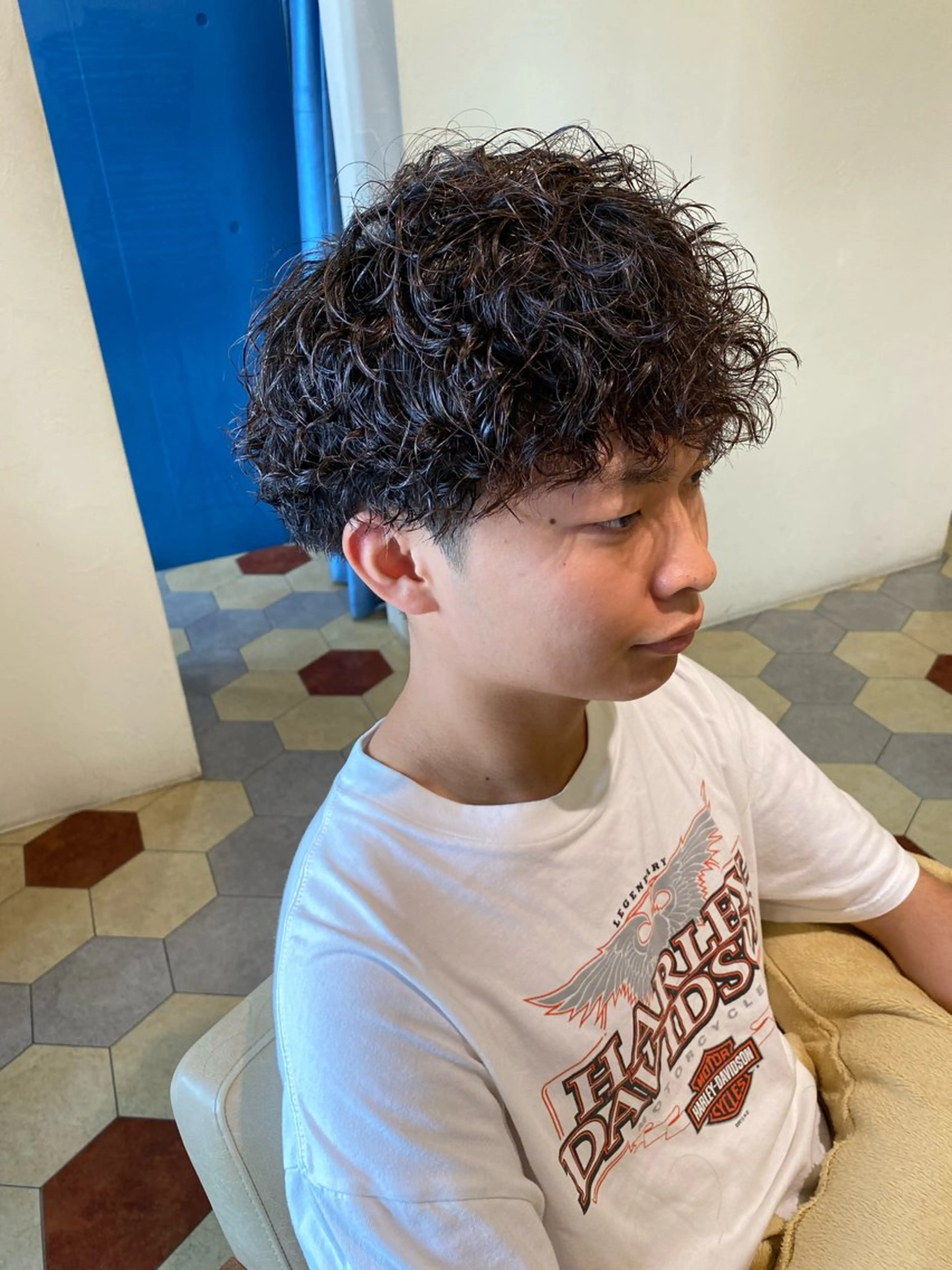 ショート パーマ メンズ カット パーマ 菊池大一 溝の口パーマのヘアスタイル