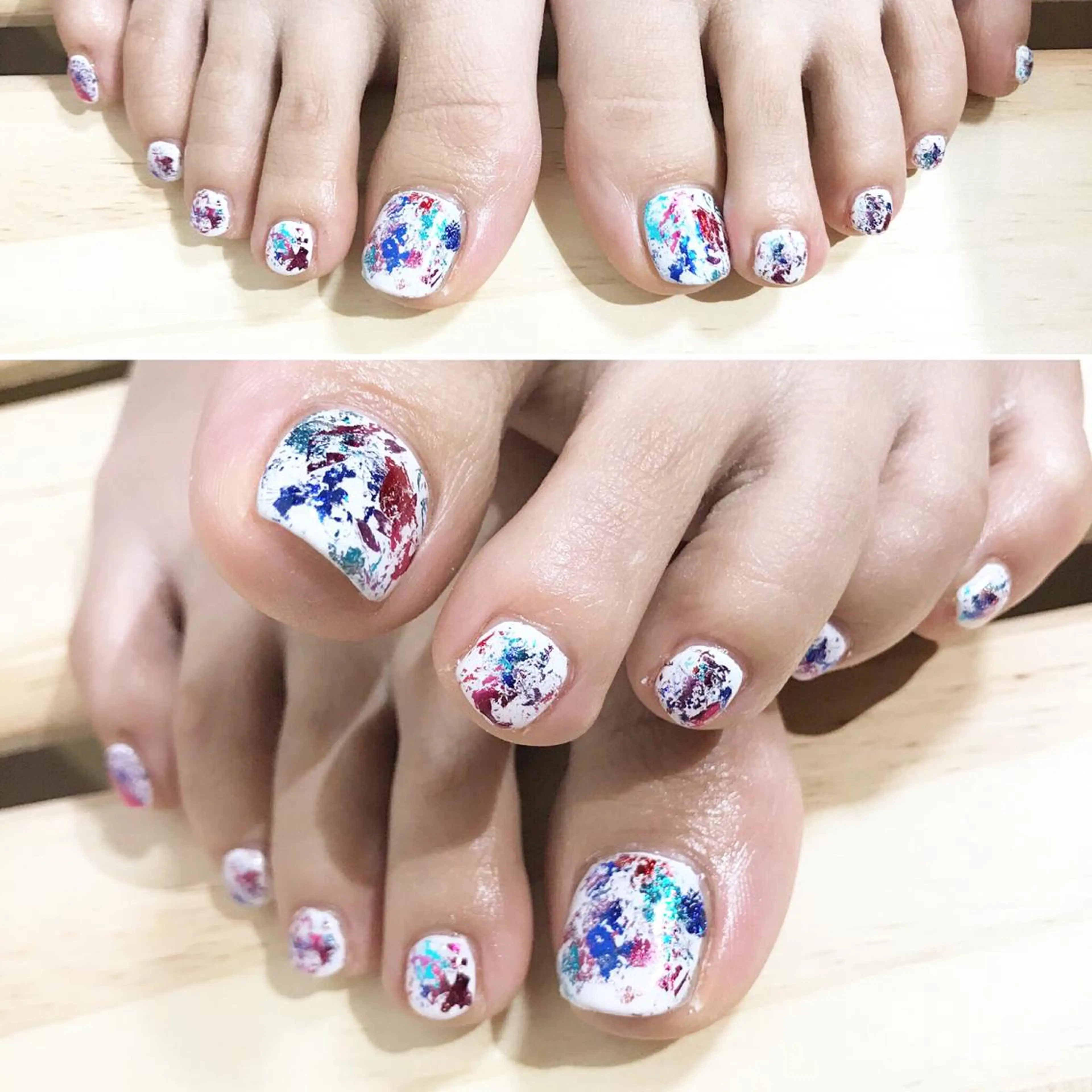 ネイル フットネイル シンプルネイル 春ネイル 夏ネイル ホワイト フットネイル nail fufla ♡yamane♡のネイルデザイン