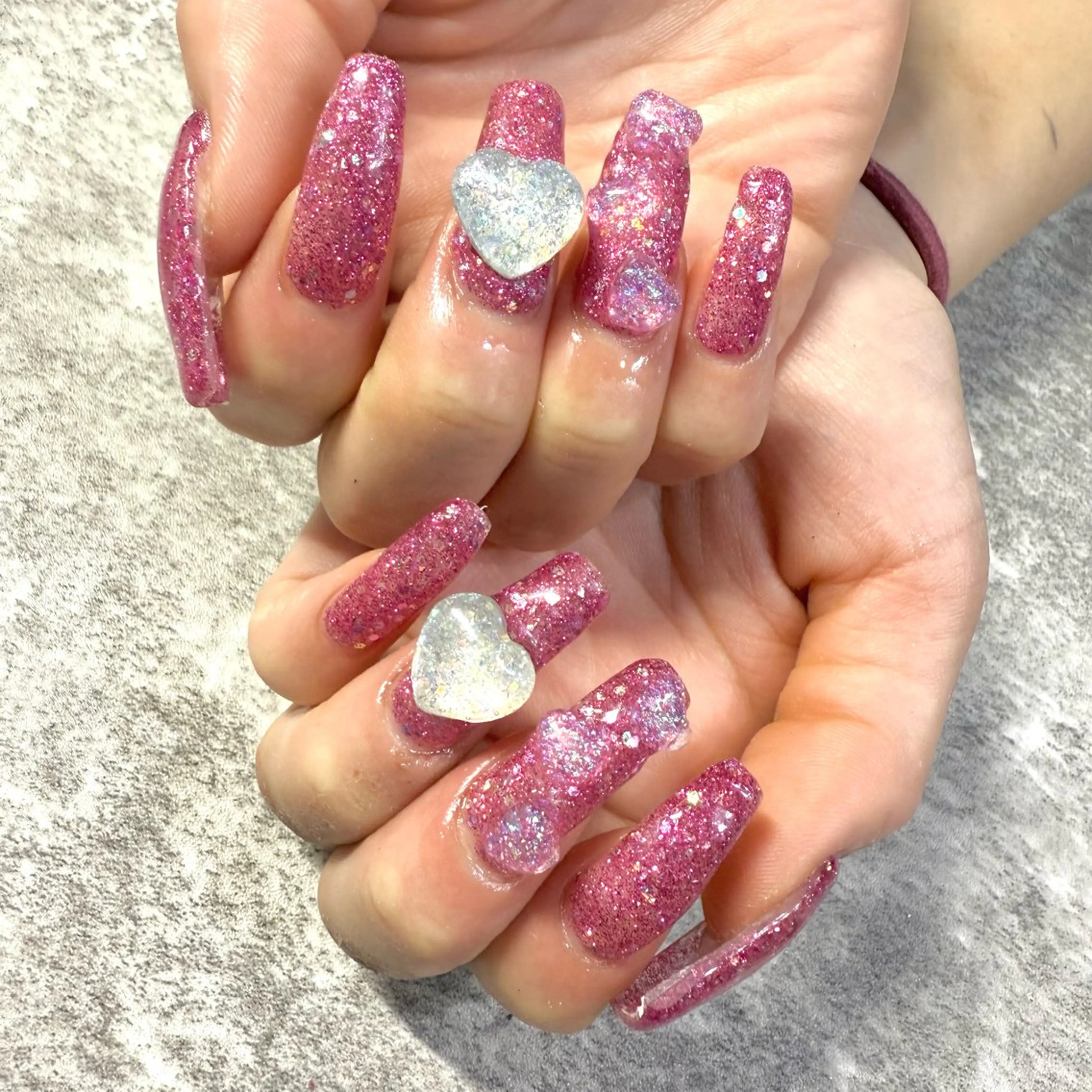 ネイル ラメ(グリッター) ピンク ハンドネイル ★Rinail... .のネイルデザイン