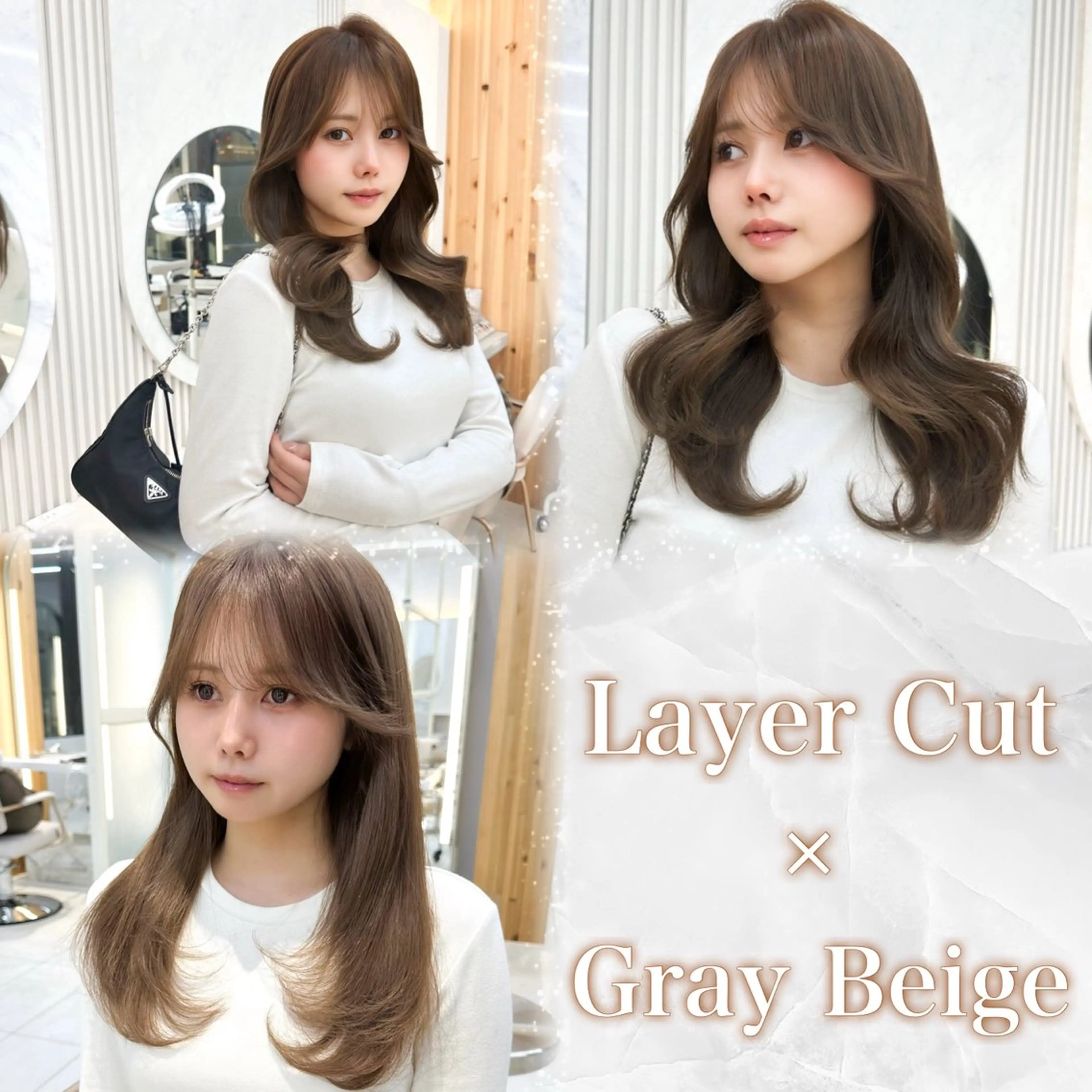 セミロング カラー ベージュカラー 透明感カラー レイヤーカット カット ヘアカラー トリートメント 顔周り特化/韓国ヘア /レイヤー/吉野幸大のヘアスタイル