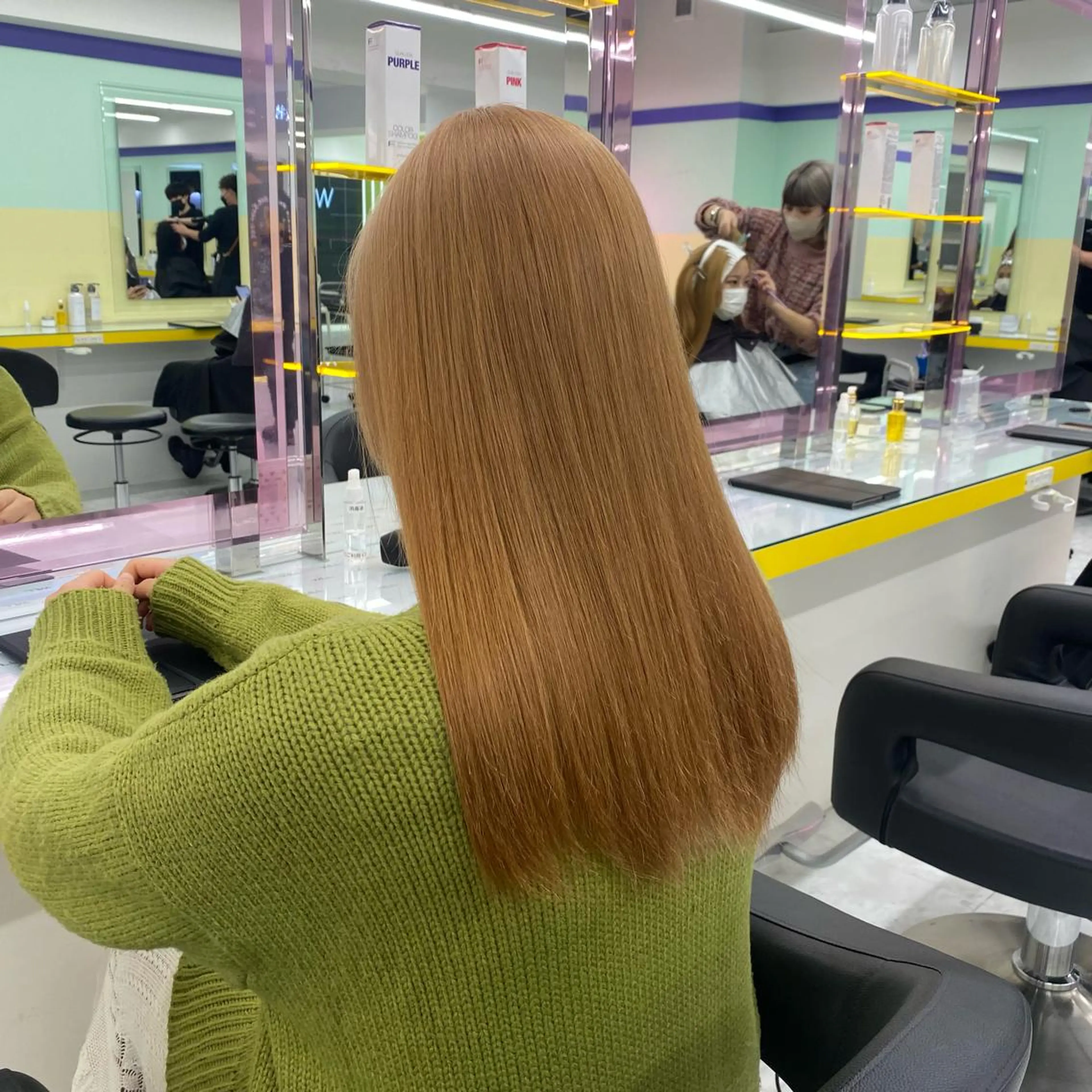 ロング カラー パーマ ヘアアレンジ メンズ キッズ ネイル マツエク・マツパ アイブロウ 💖横浜ブリーチなし 💖MIHOのヘアスタイル