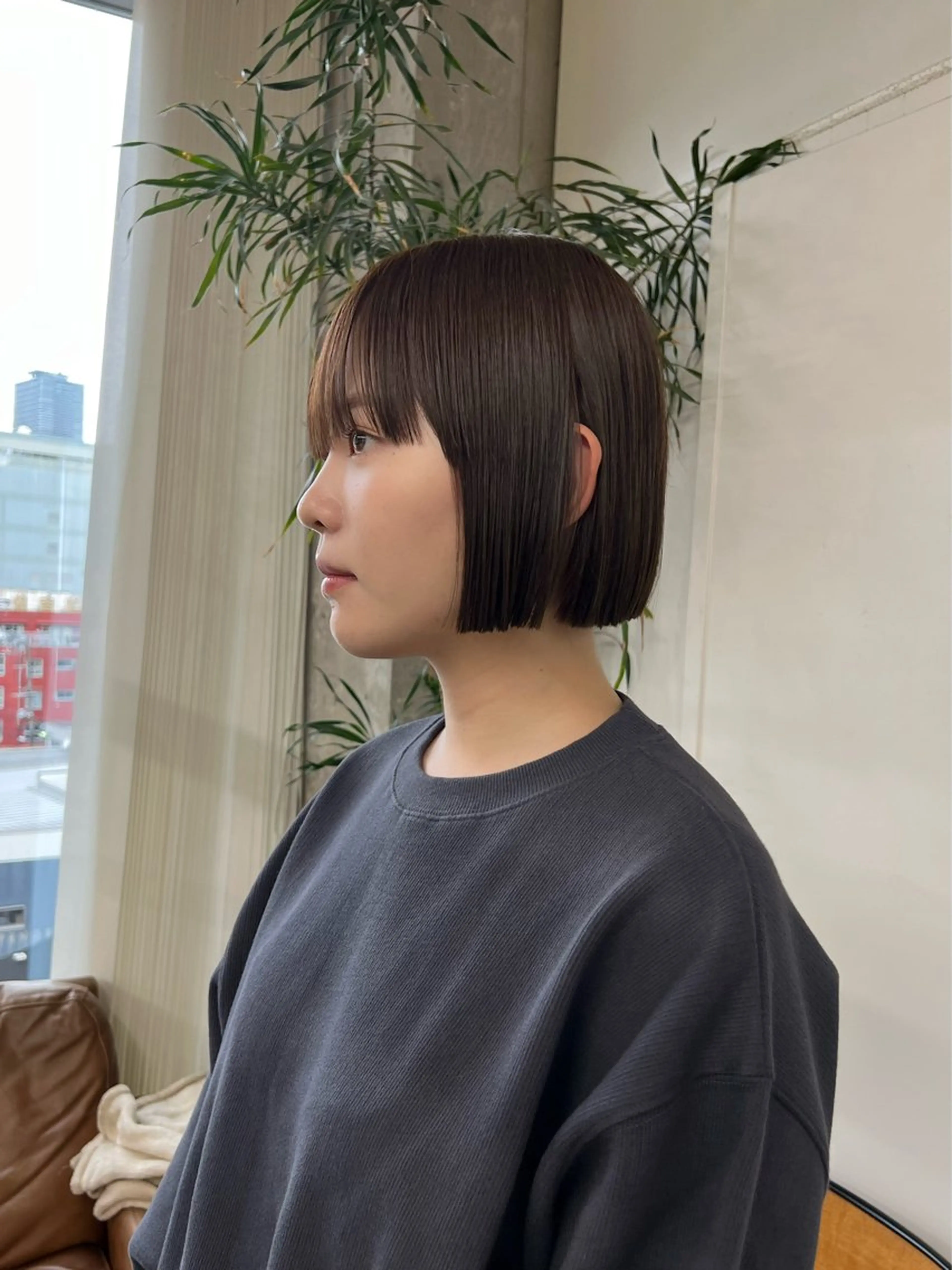 前髪カット+ワンカラーの写真