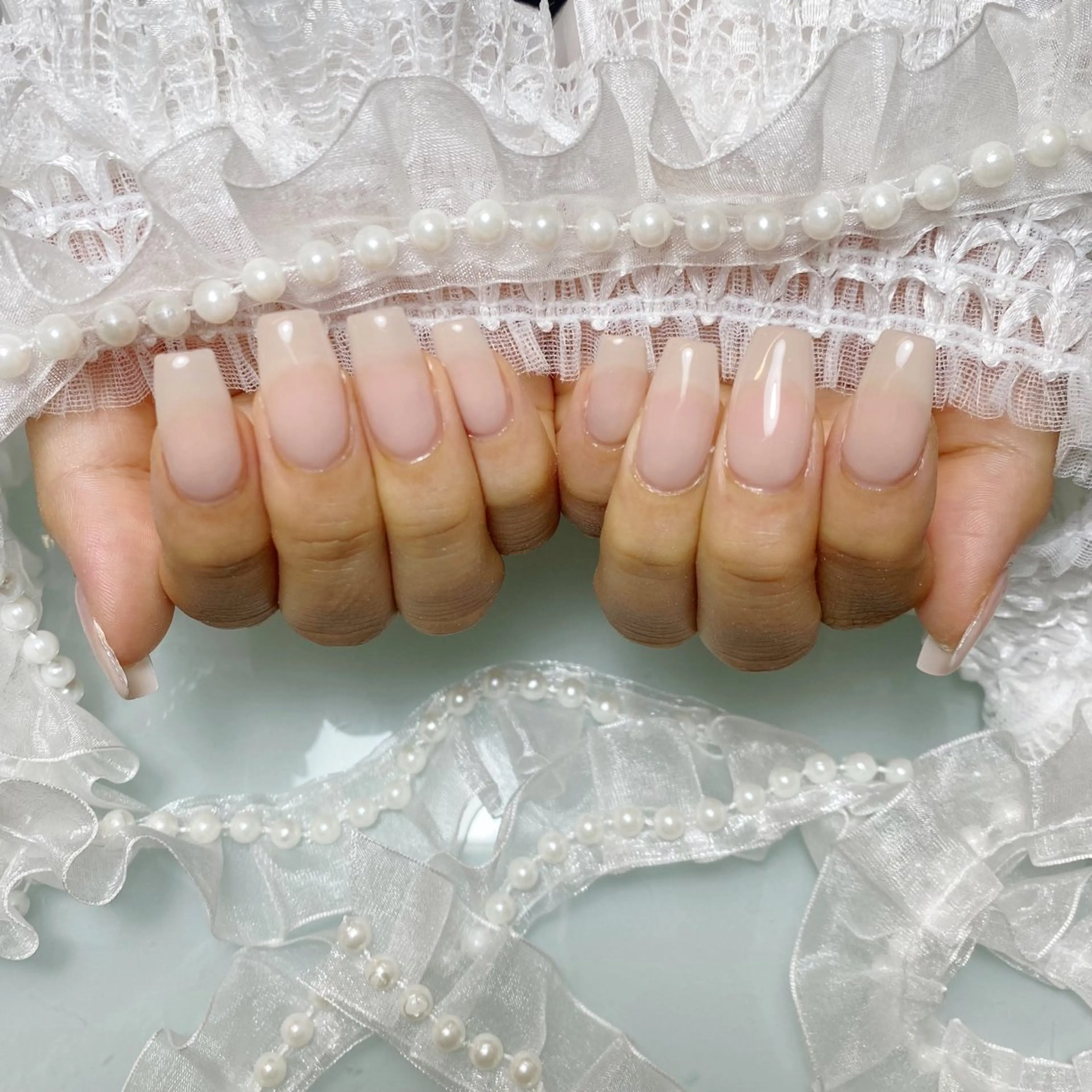 ネイル ブルー 長さ出し フットネイル フレンチネイル グラデーション 🌷yui ネイル🌷のネイルデザイン
