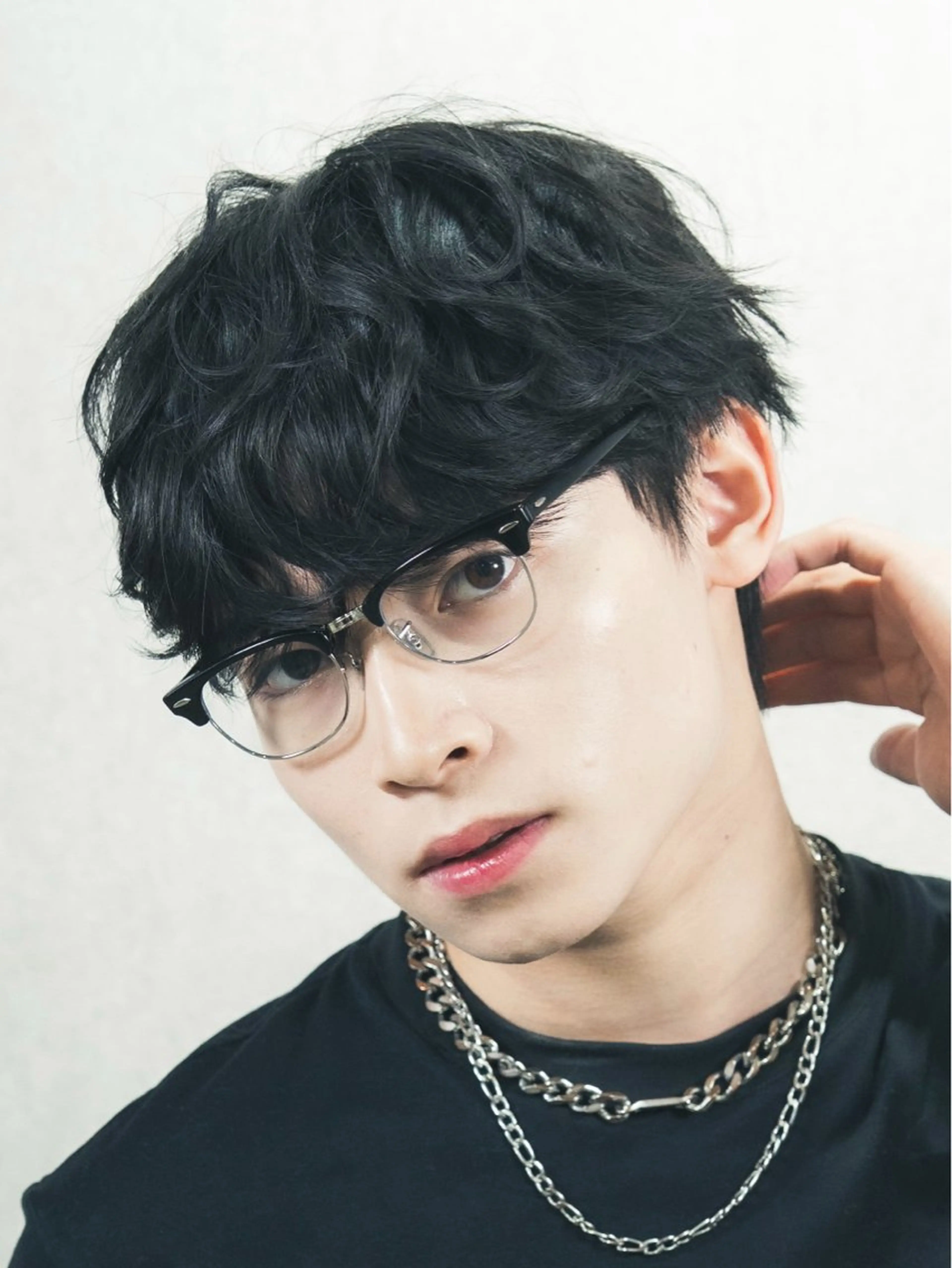 ショート カラー パーマ メンズ カット パーマ 【シャドウパーマ センターパート】義心のヘアスタイル