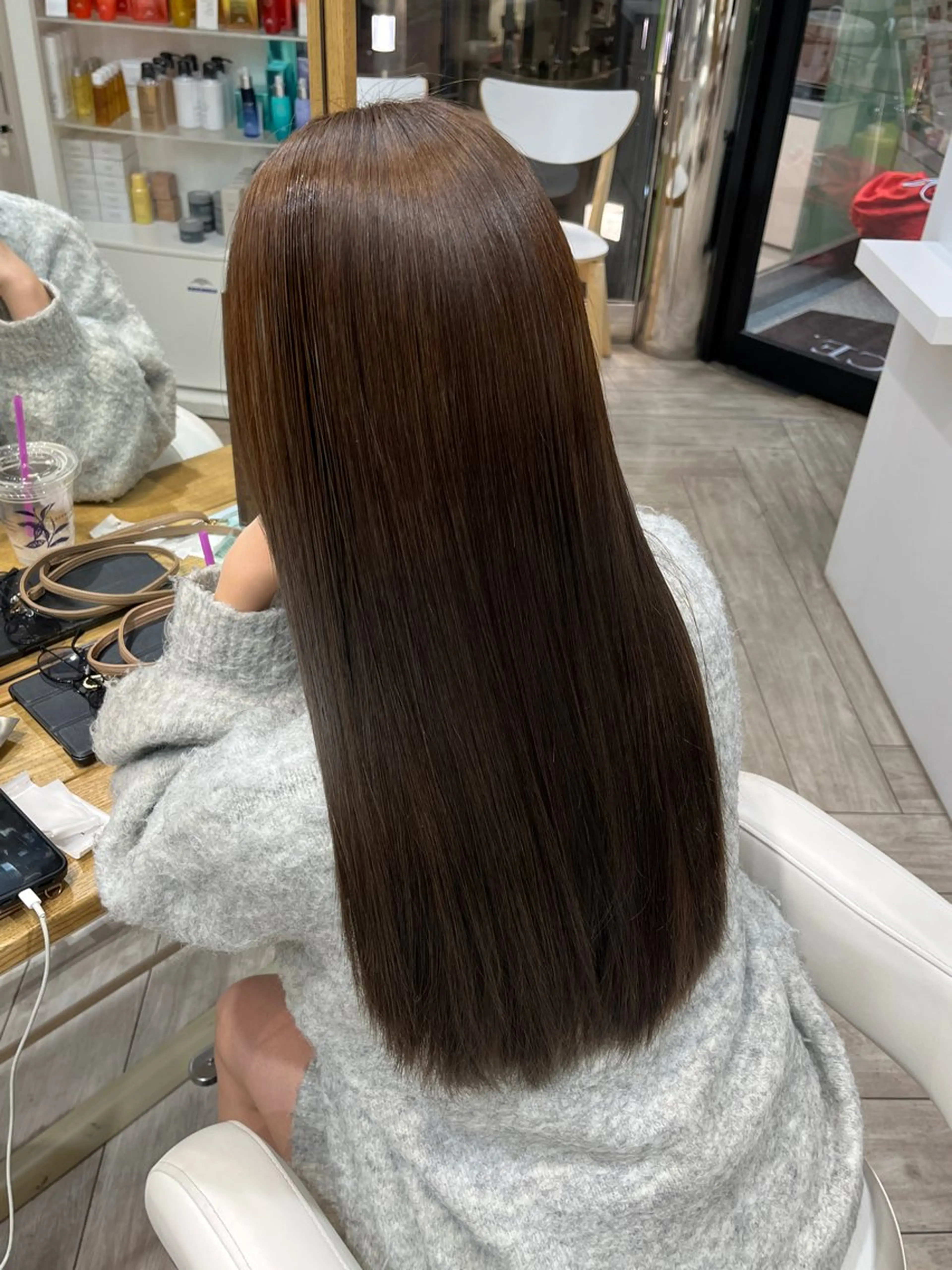 ロング カラー アッシュ アッシュブラウン ブラウンカラー ハイライトカラー オレンジ AVANCE. chisatoのヘアスタイル