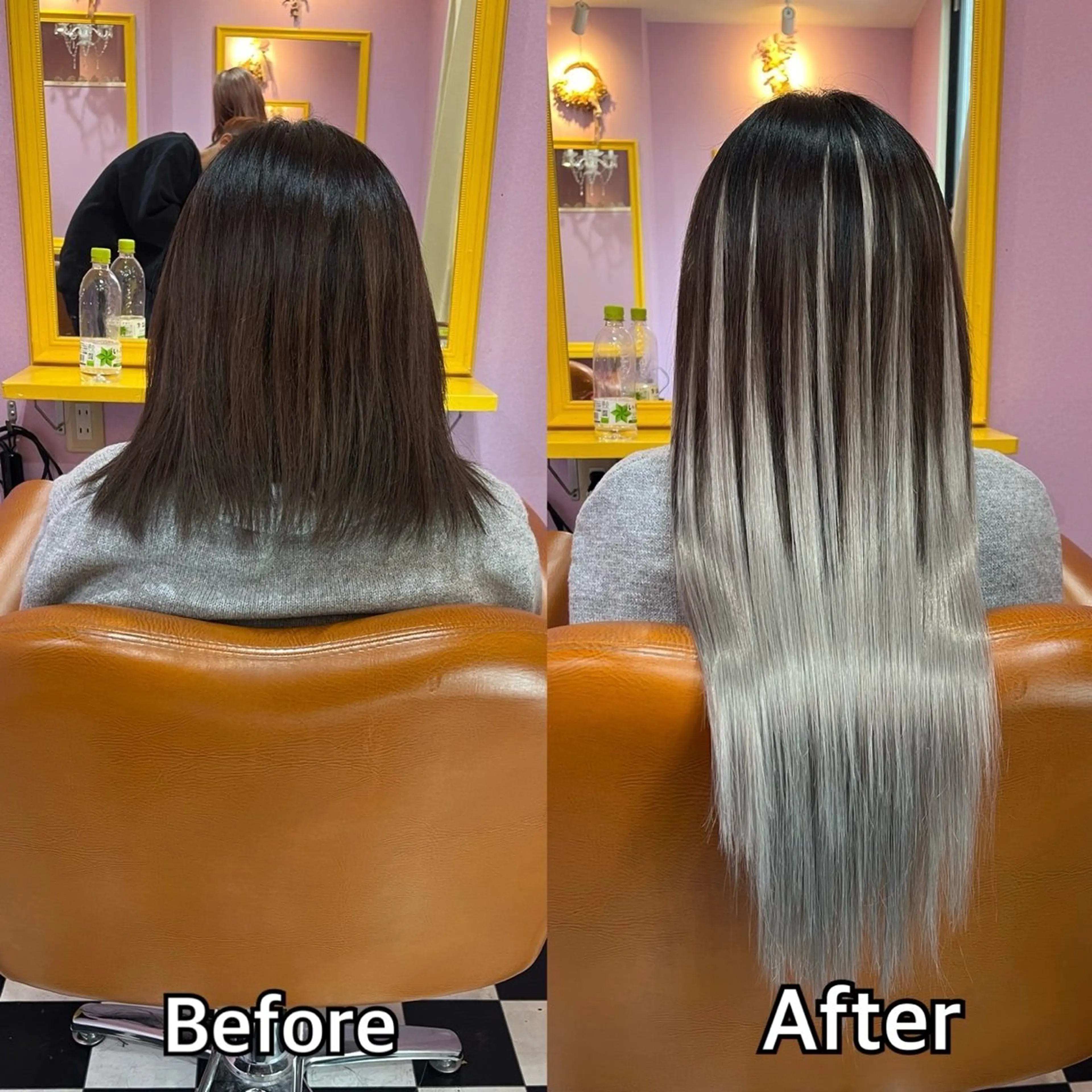 ロング エクステ シール＋ちび編み込み エクステ梅田🐨のヘアスタイル