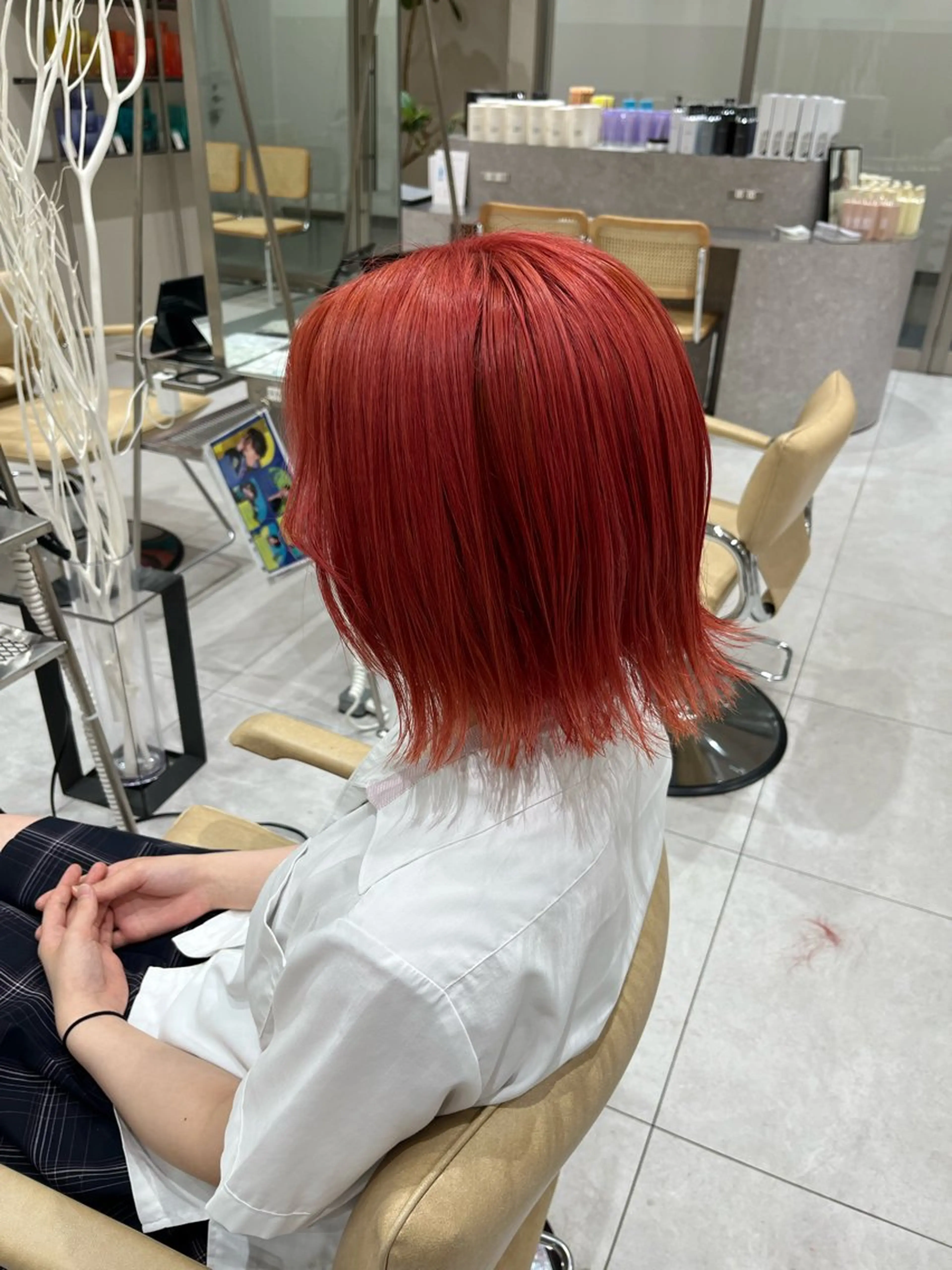 ミディアム カラー ブリーチ レッドカラー 韓国風ヘア カット ヘアカラー Ken 縮毛矯正/韓国風ヘアのヘアスタイル