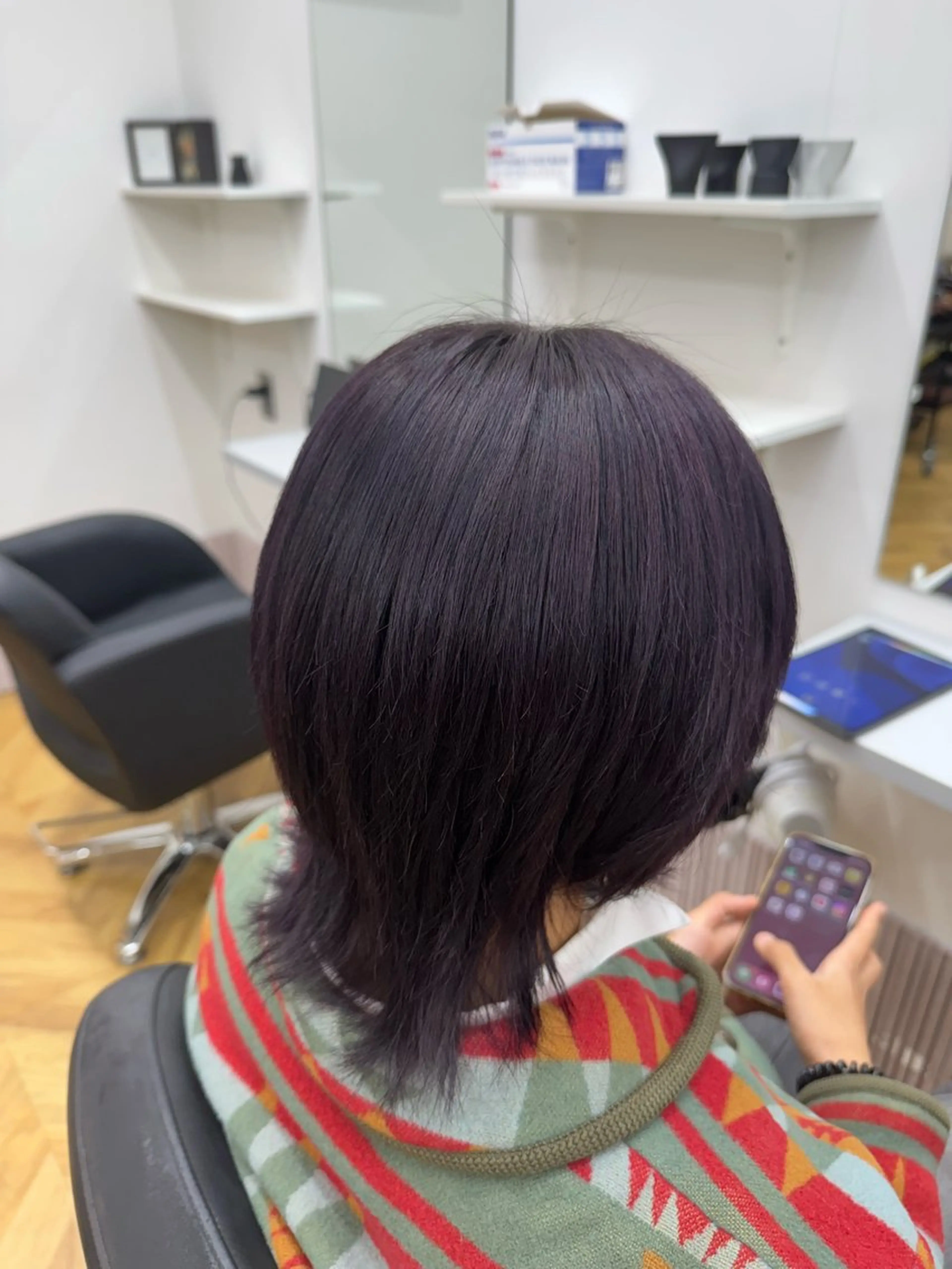 ショート カラー パープルカラー ヘアカラー トリートメント ʚザクザクレイヤー× 艶透明感/にしじまɞのヘアスタイル