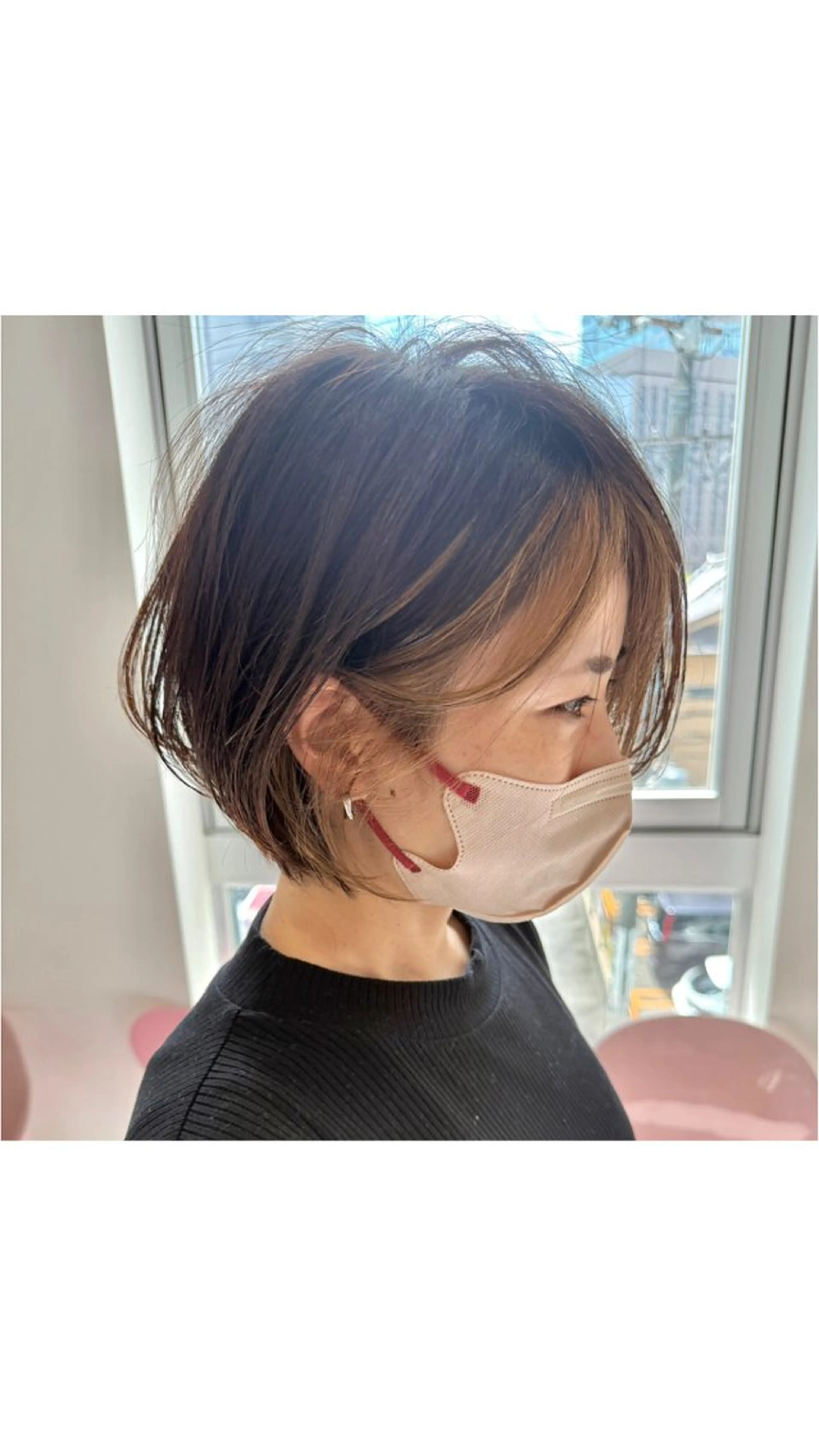 ショート カラー ミストバング  フェイスフレーミング 顔周りカット ショートヘア 小顔カット 🌟TOSHI/透明 感カラー/ショートのヘアスタイル