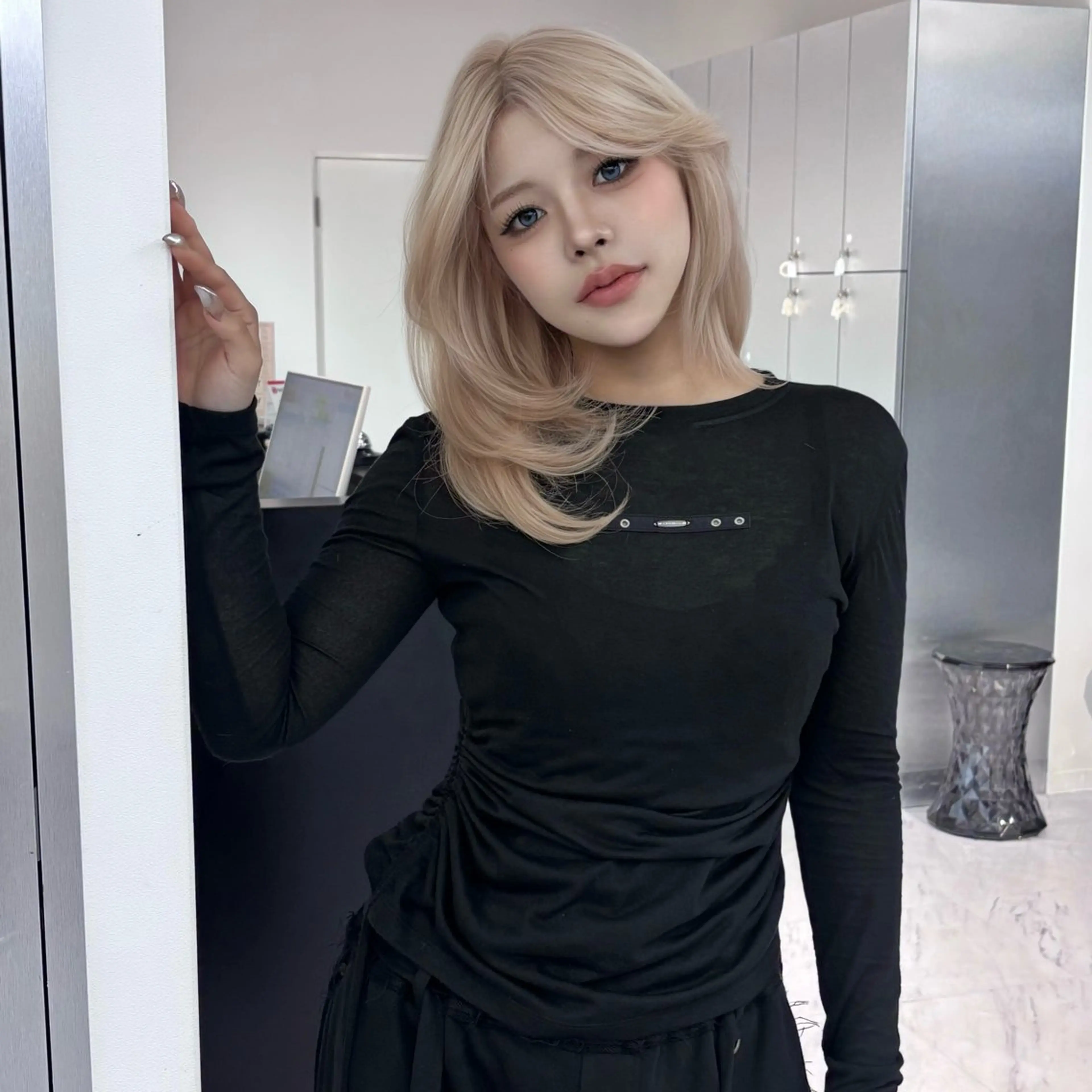 ミディアム 韓国ヘア💖Wカラー 💖透明感カラー💖のヘアスタイル