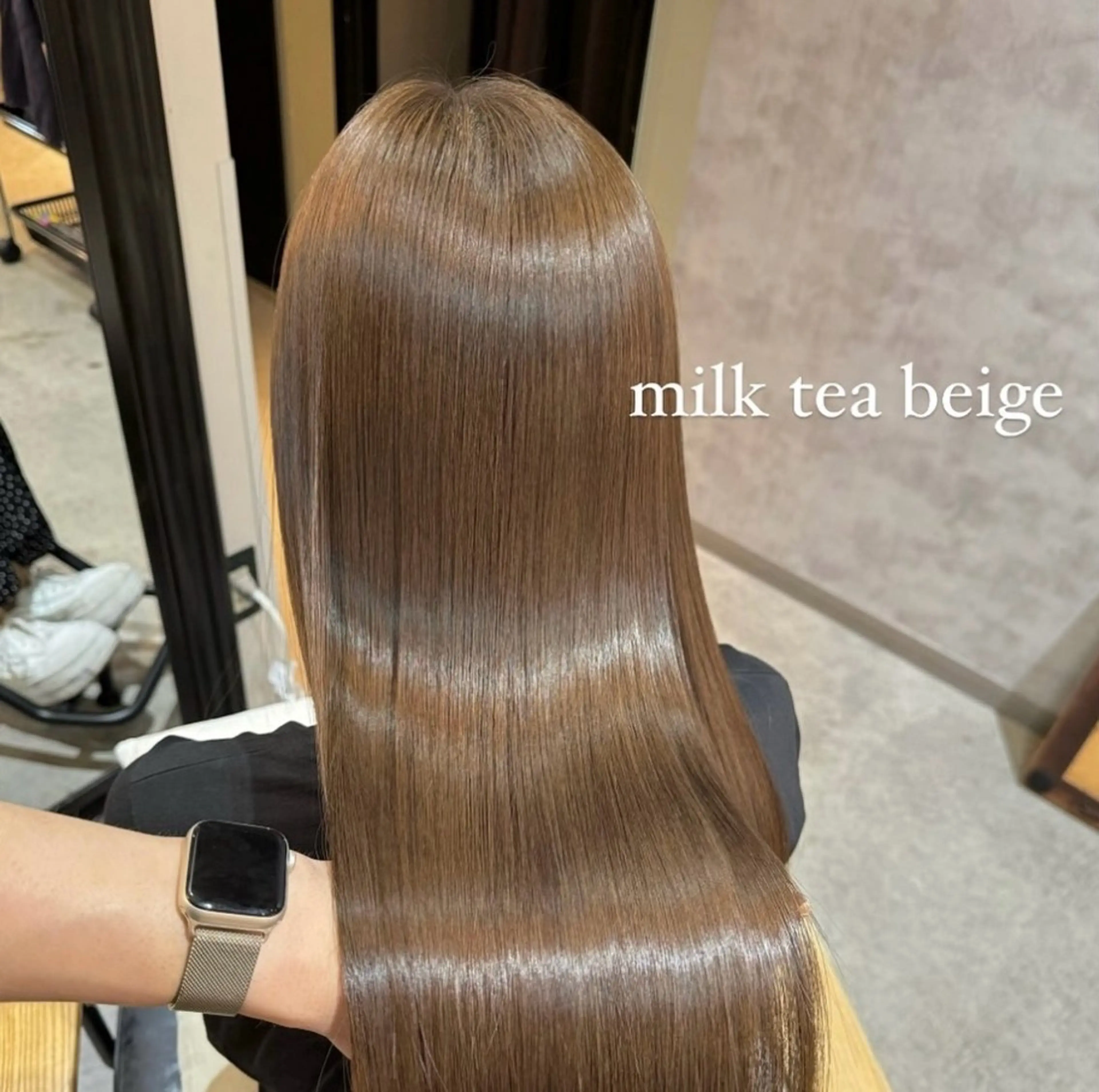 ロング カラー パーマ ベージュカラー ブリーチ グレージュ ミルクティーベージュ ブリーチなしカラー ヘアカラー 縮毛矯正 トリートメント 表参道/ハイライト バレイヤージュのヘアスタイル