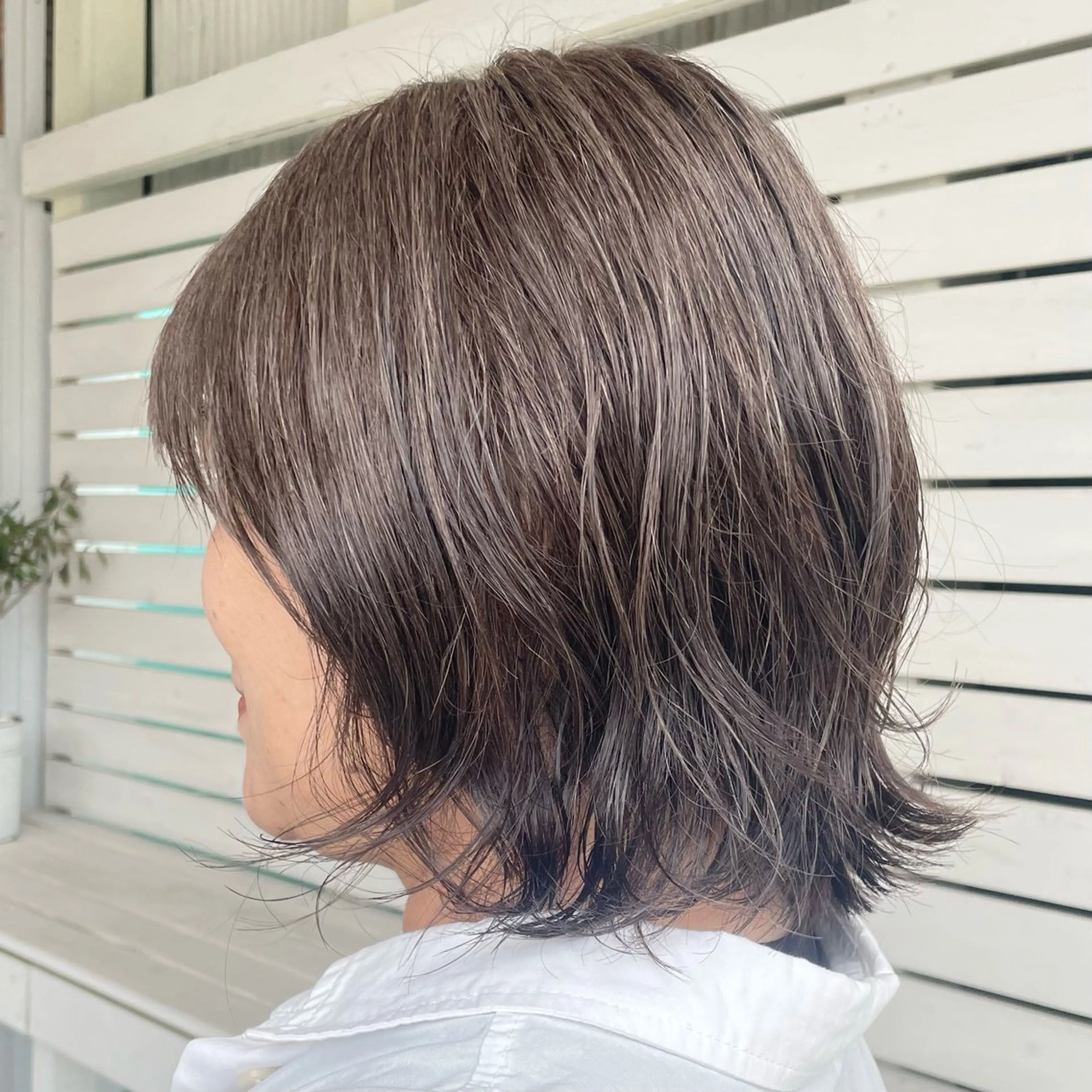 ミディアム カラー ミディアムパーマ 透明感カラー こいけ みきののヘアスタイル