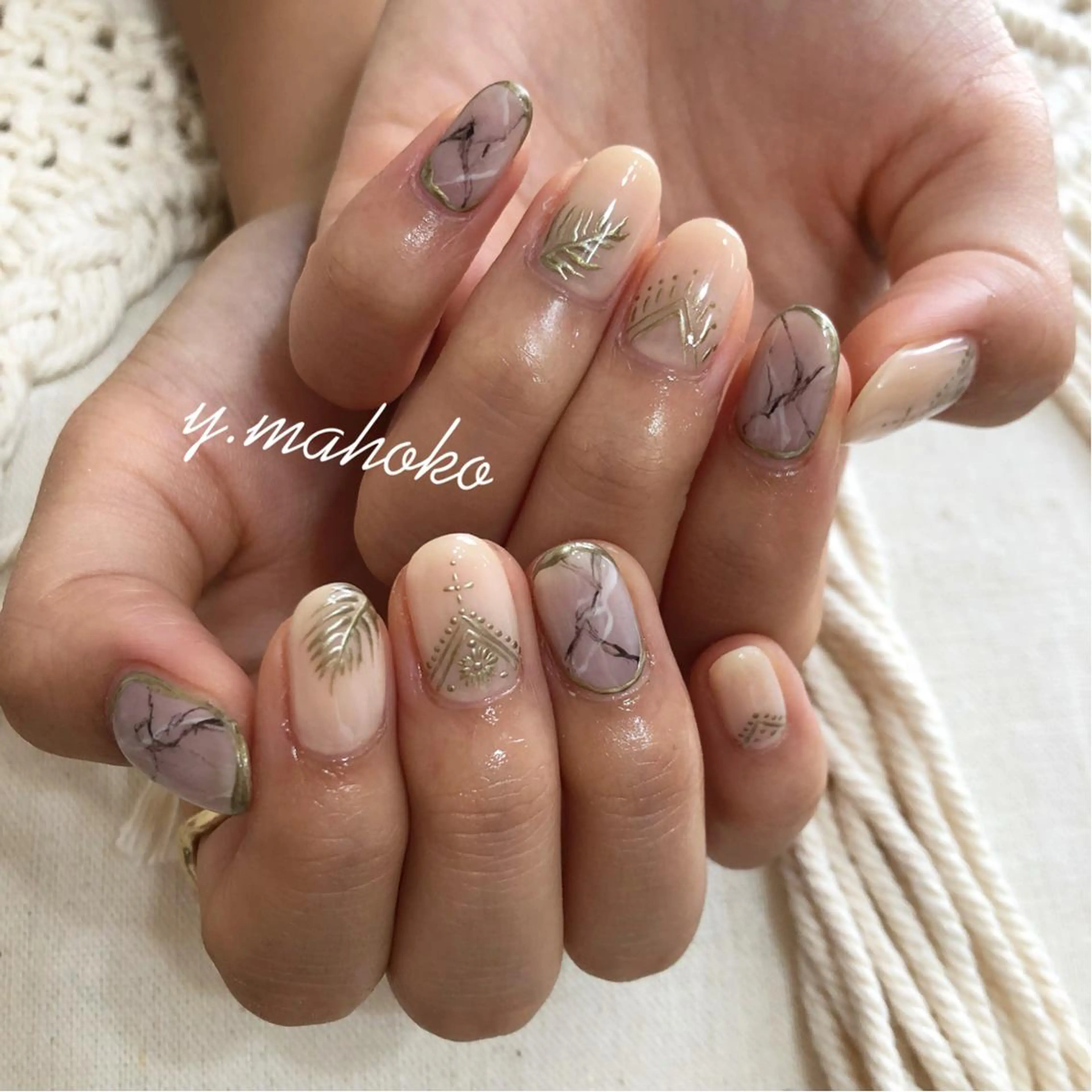 ショート ネイル ハンドネイル パラジェル有/ 長さだし/mahoのネイルデザイン