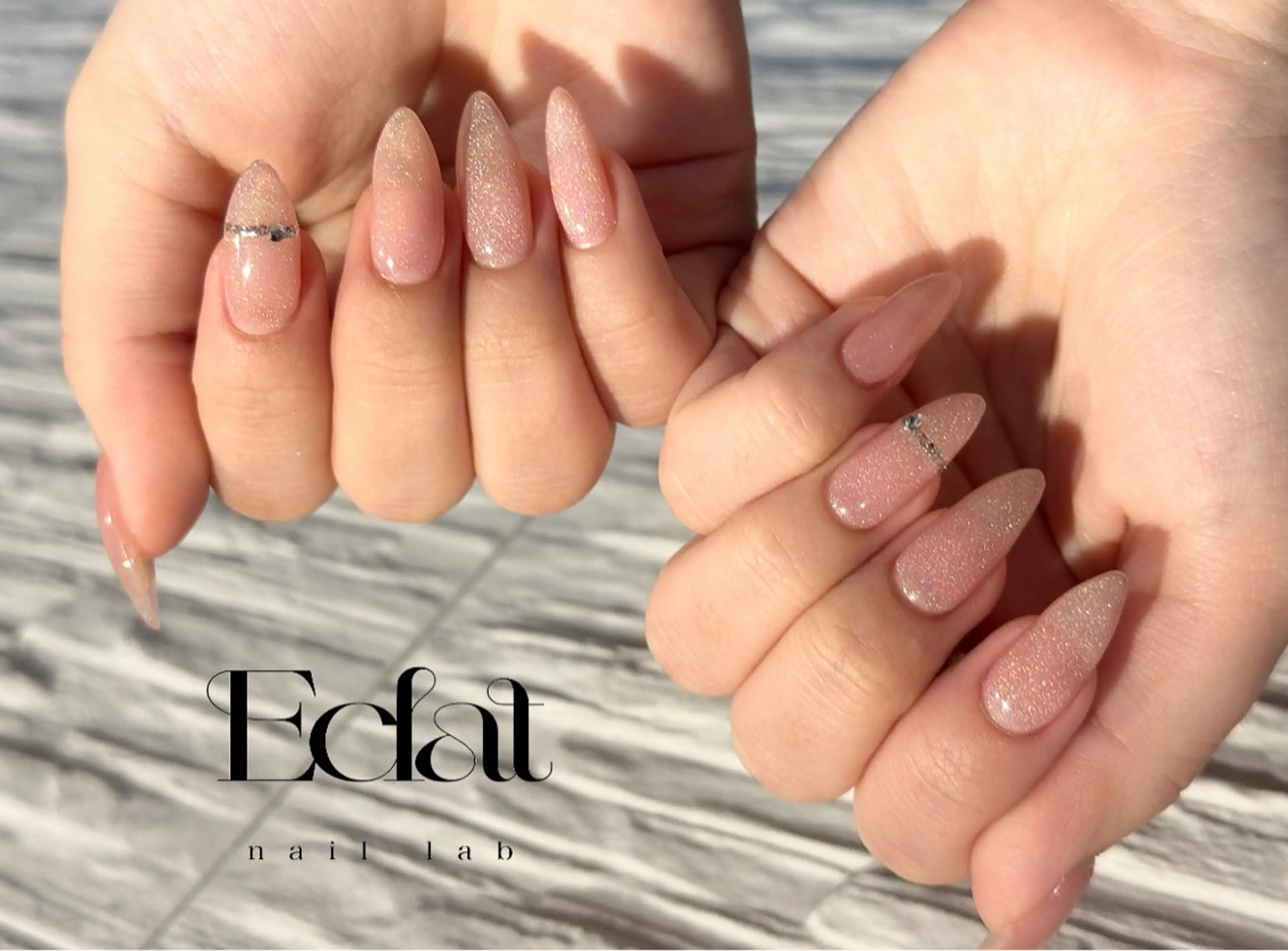 ネイル ラメ(グリッター) ストーンネイル ハンドネイル ネイルラボEclat RINAのネイルデザイン