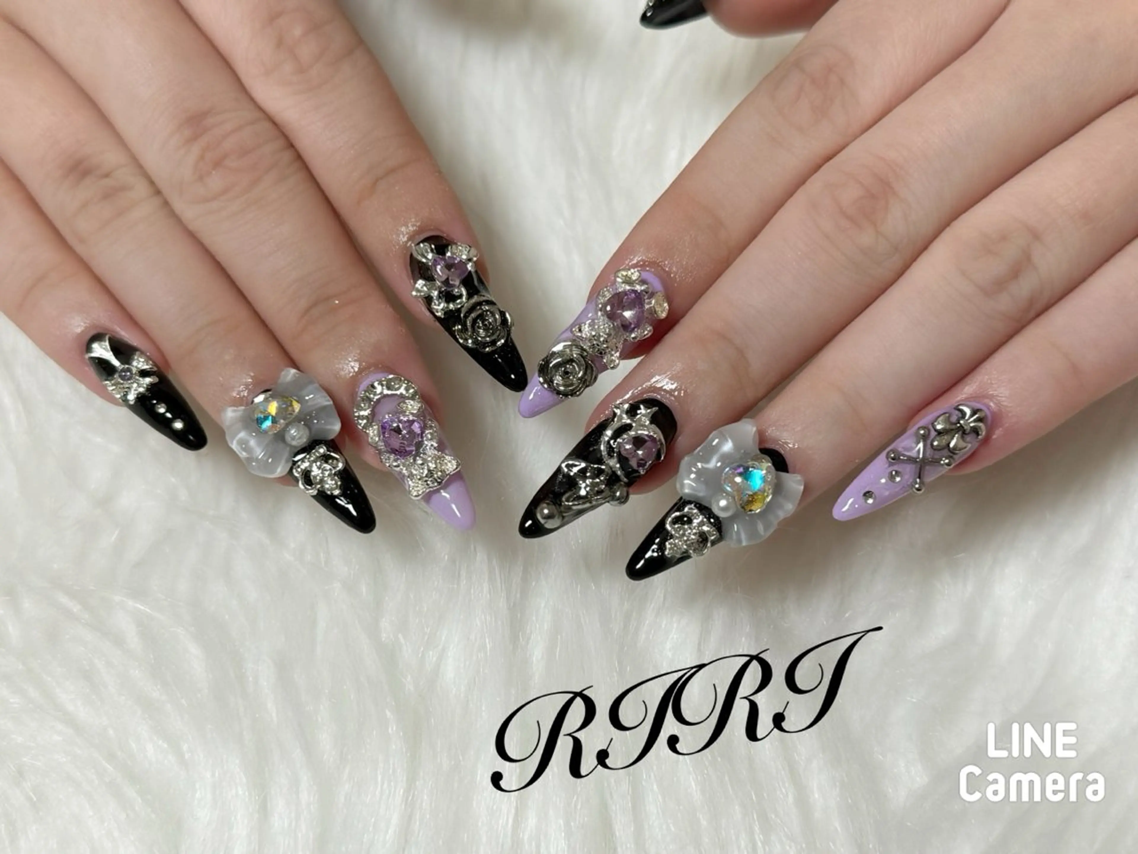 ネイル ジェルネイル ロングネイル パープル スカルプネイル シンプルネイル riri オーナーのネイルデザイン