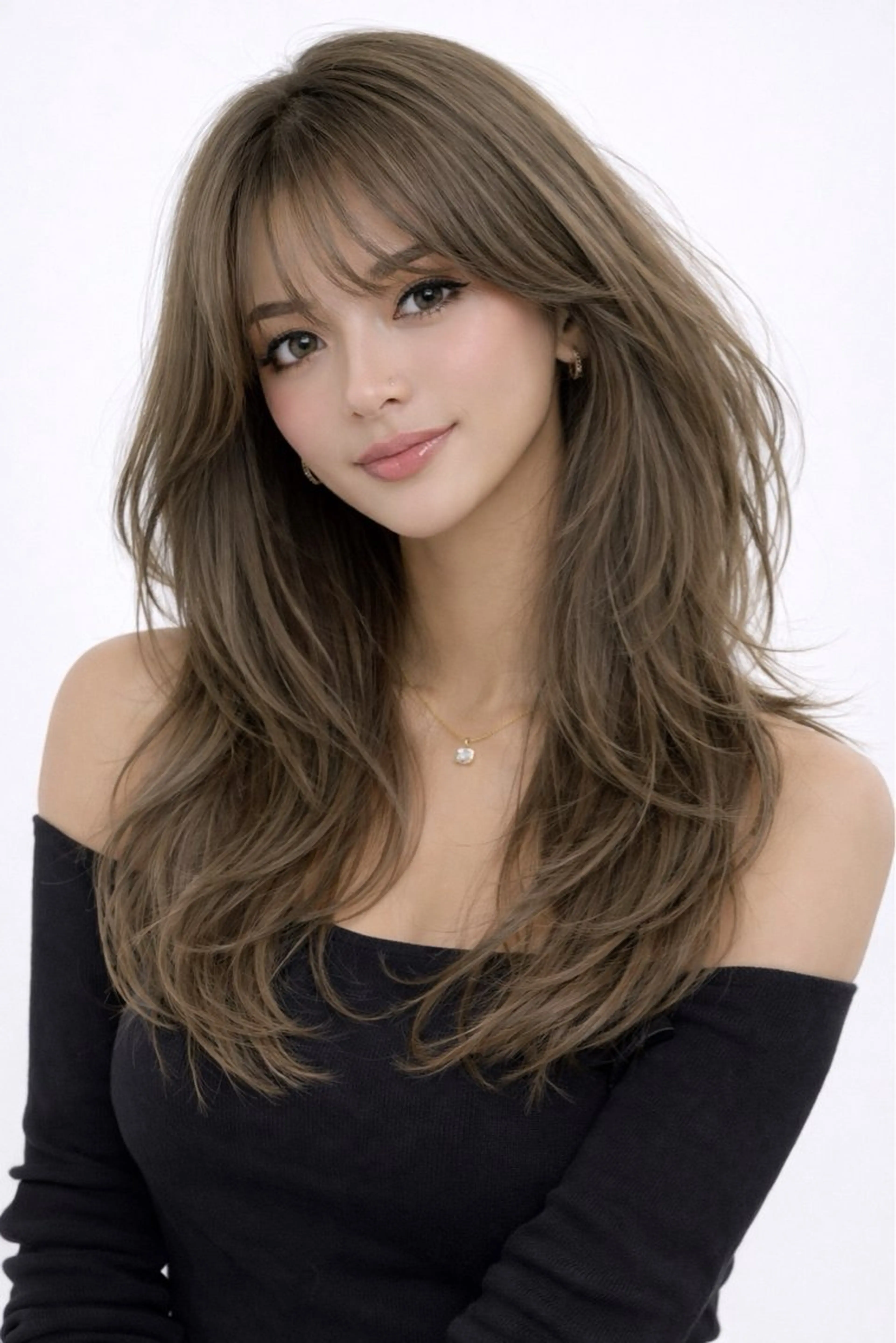 ロング カラー ベージュカラー ブリーチ ミルクティーベージュ レイヤーカット ヘアカラー トリートメント 🌟小顔レイヤー× 赤み消し透明感カラーのヘアスタイル