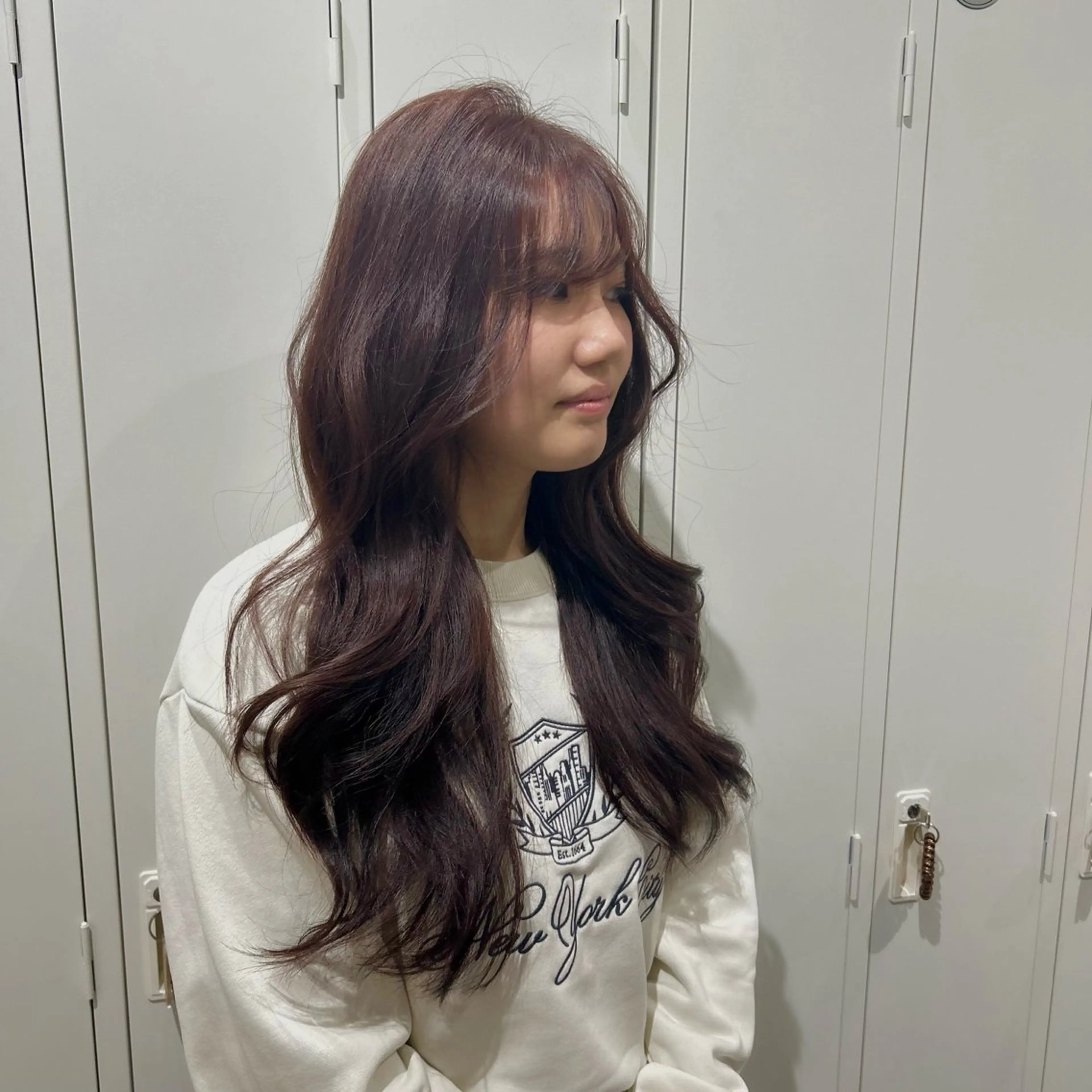 ロング カラー ボルドーカラー ブラウンカラー ピンクカラー ピンクブラウン レッドカラー 🧣艶カラー・ヘア セット Chie🧸のヘアスタイル
