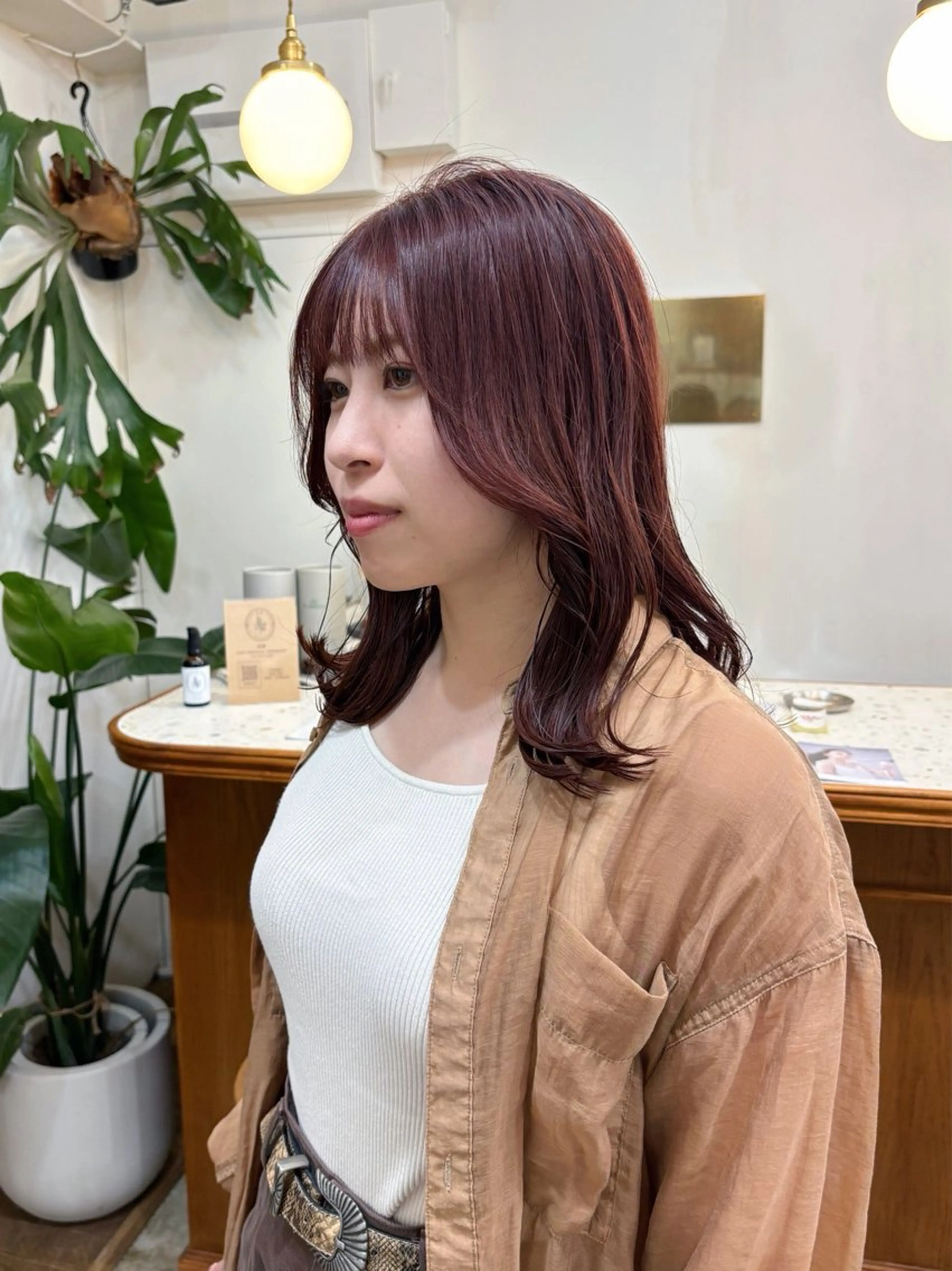 ミディアム カラー ブリーチ ブリーチなしカラー ピンクカラー くびれヘア 顔周りカット カット ヘアカラー トリートメント ayano🫧 《CIEN》のヘアスタイル
