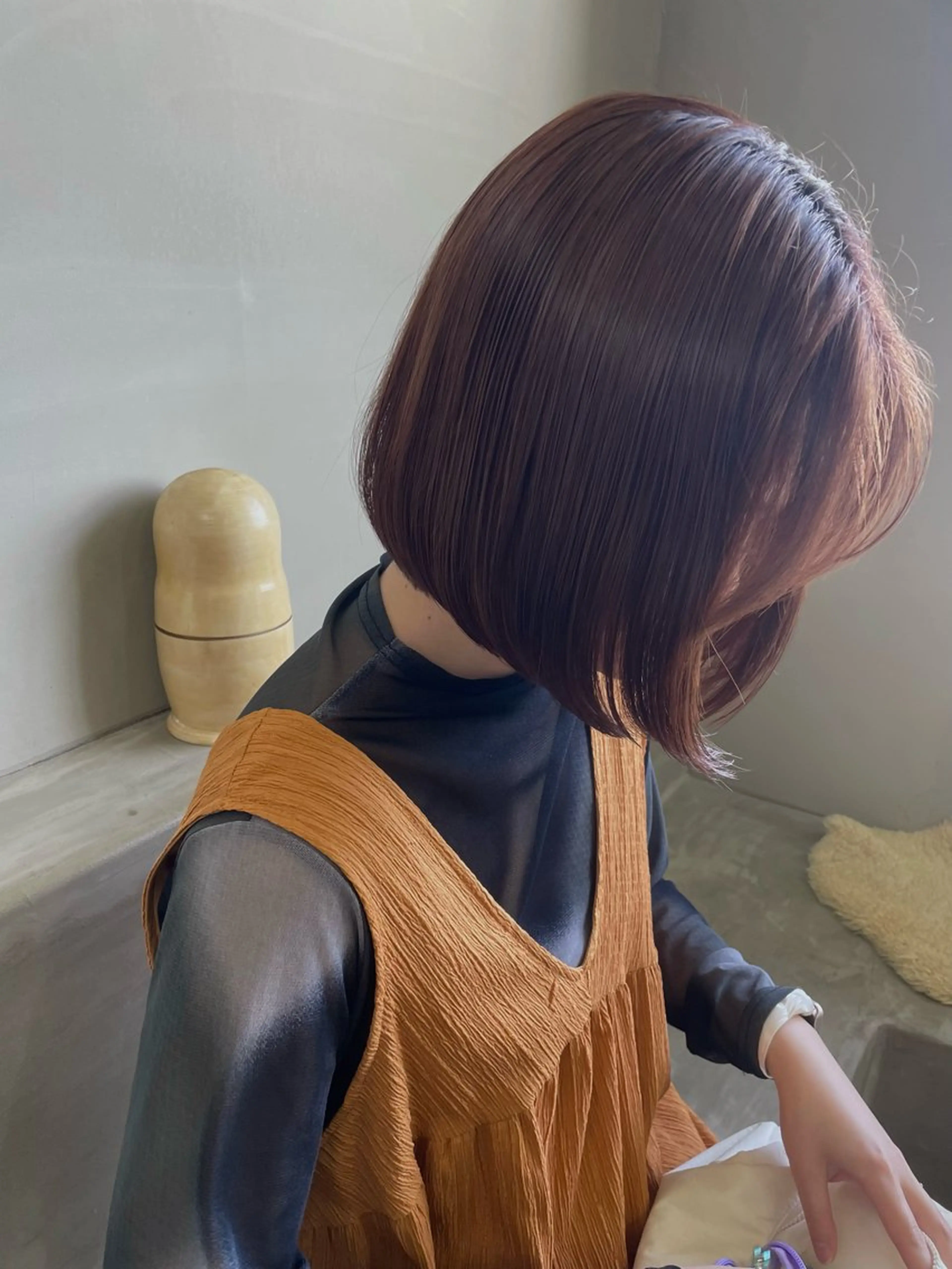 ミディアム カラー ボブ 縮毛矯正 カット cyan sayaのヘアスタイル