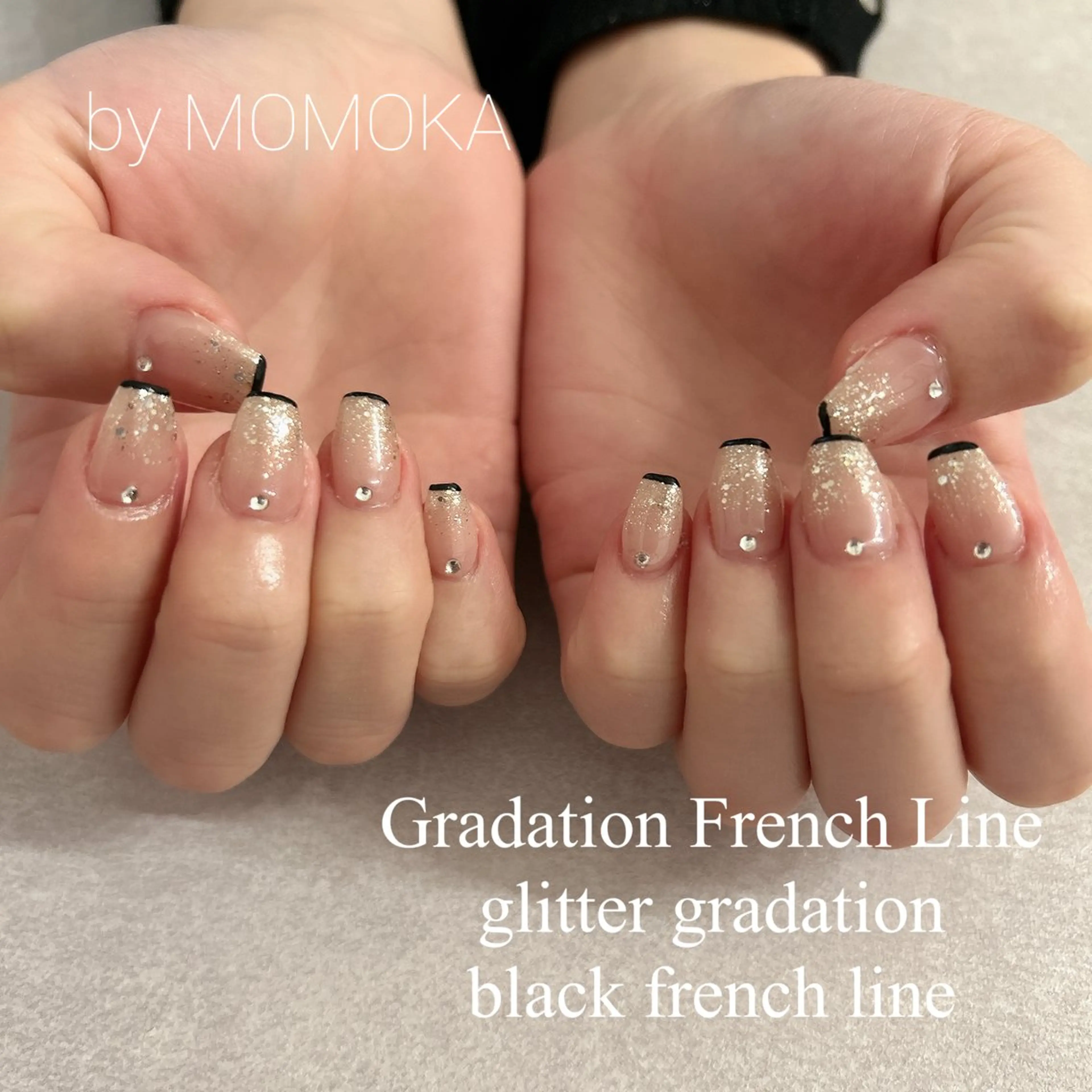 ネイル フレンチネイル グラデーション キラキラネイル ハンドネイル Momo nailsalonのネイルデザイン
