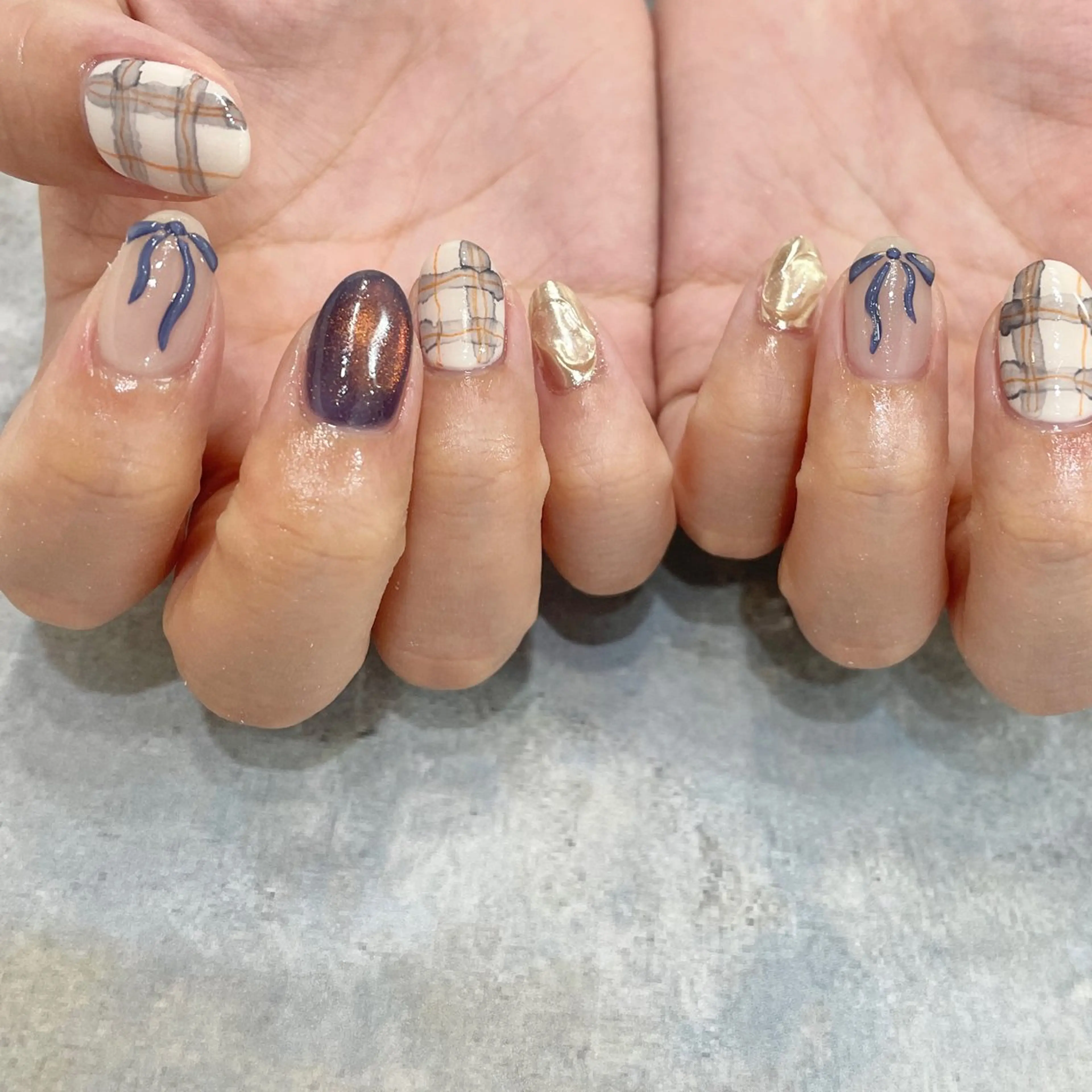 ネイル ブルー 氷ネイル・うるうるネイル 韓国ネイル マグネットネイル ミラーネイル ハンドネイル 園田 ソノダのネイルデザイン