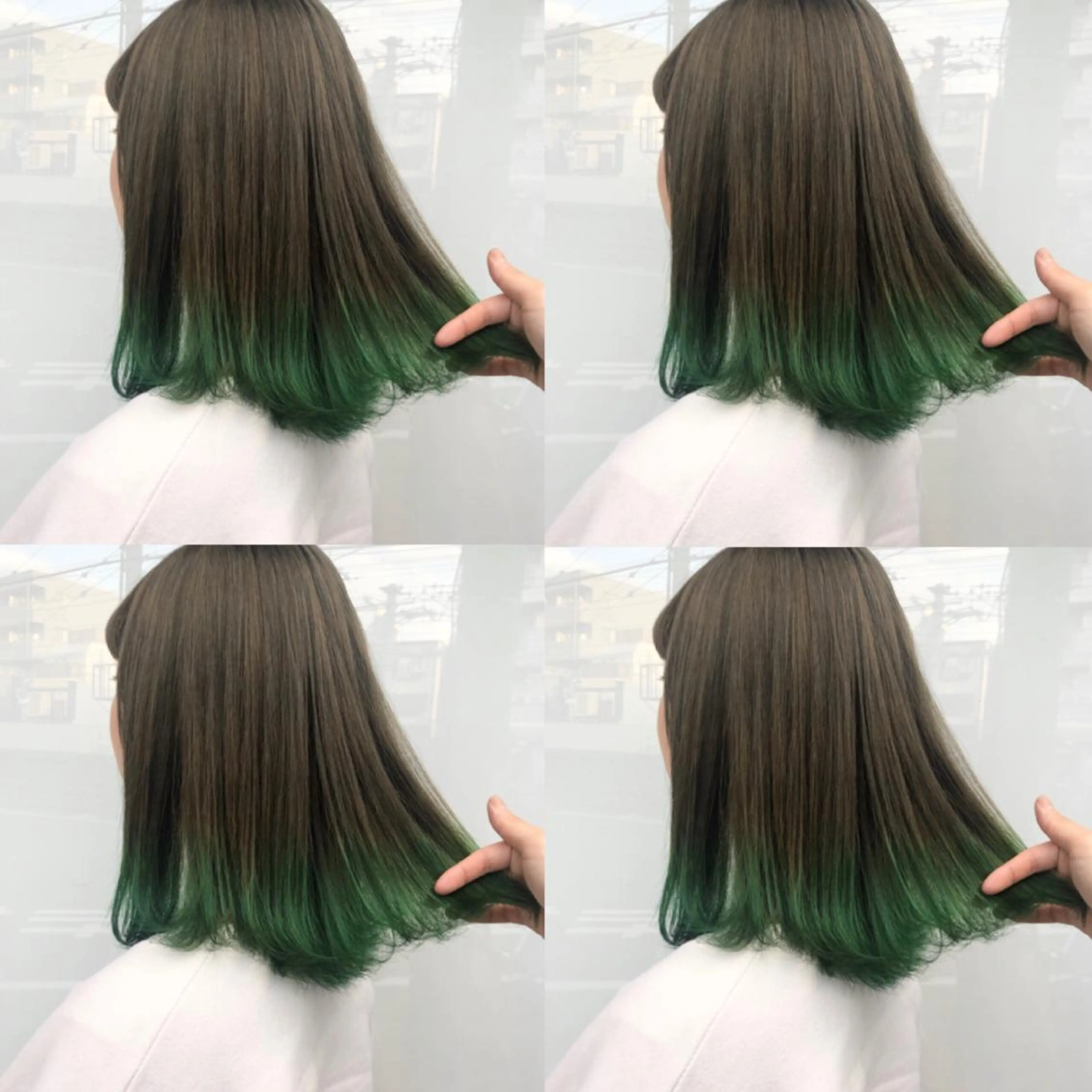 ミディアム カラー ブリーチ オリーブカラー ウルフカット ハッシュカット/七海のヘアスタイル