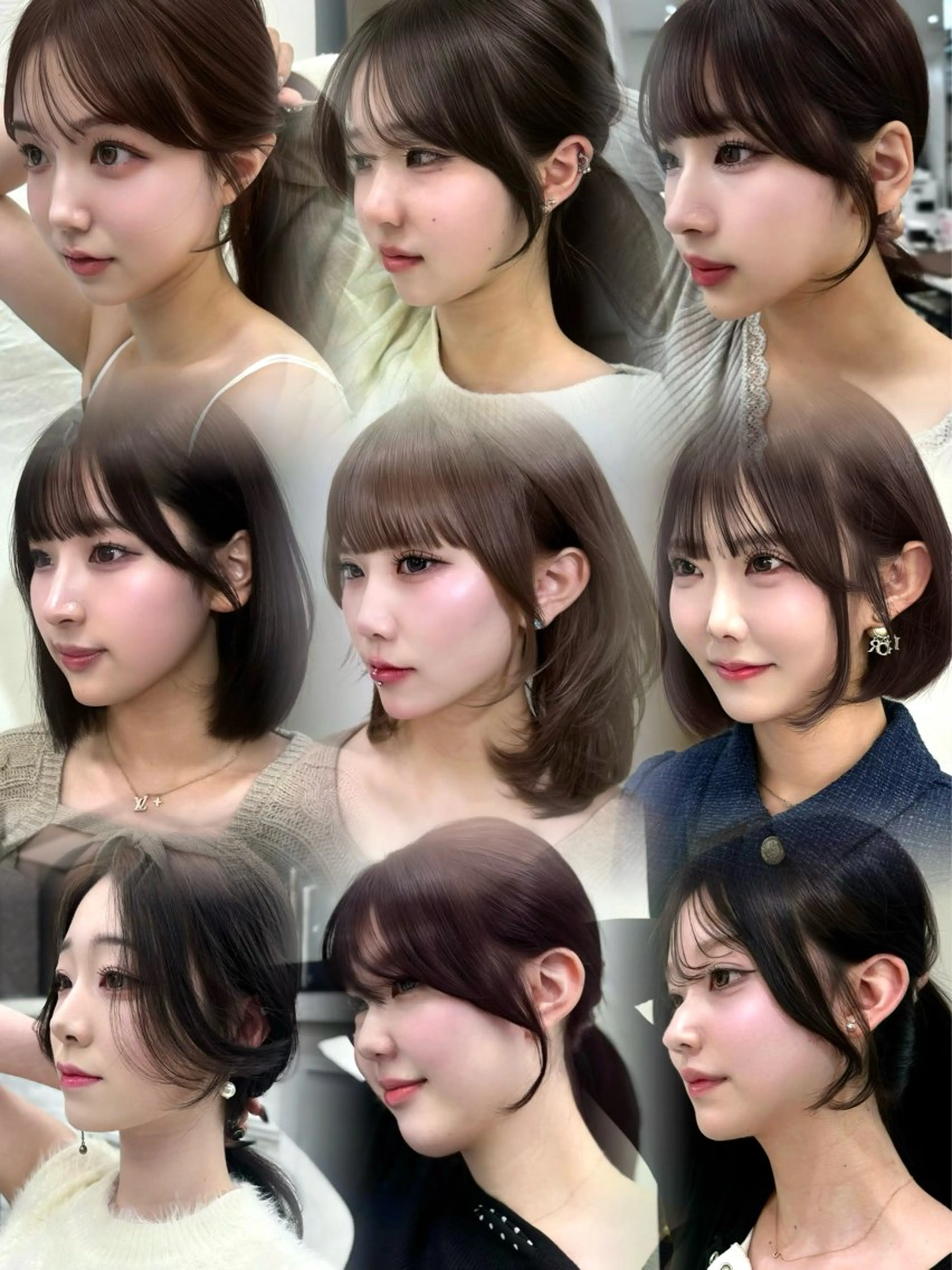 ロング 顔まわりレイヤー 顔周りカット ハッシュカット 髪質改善 韓国風ヘア 岡田 聖蘭のヘアスタイル