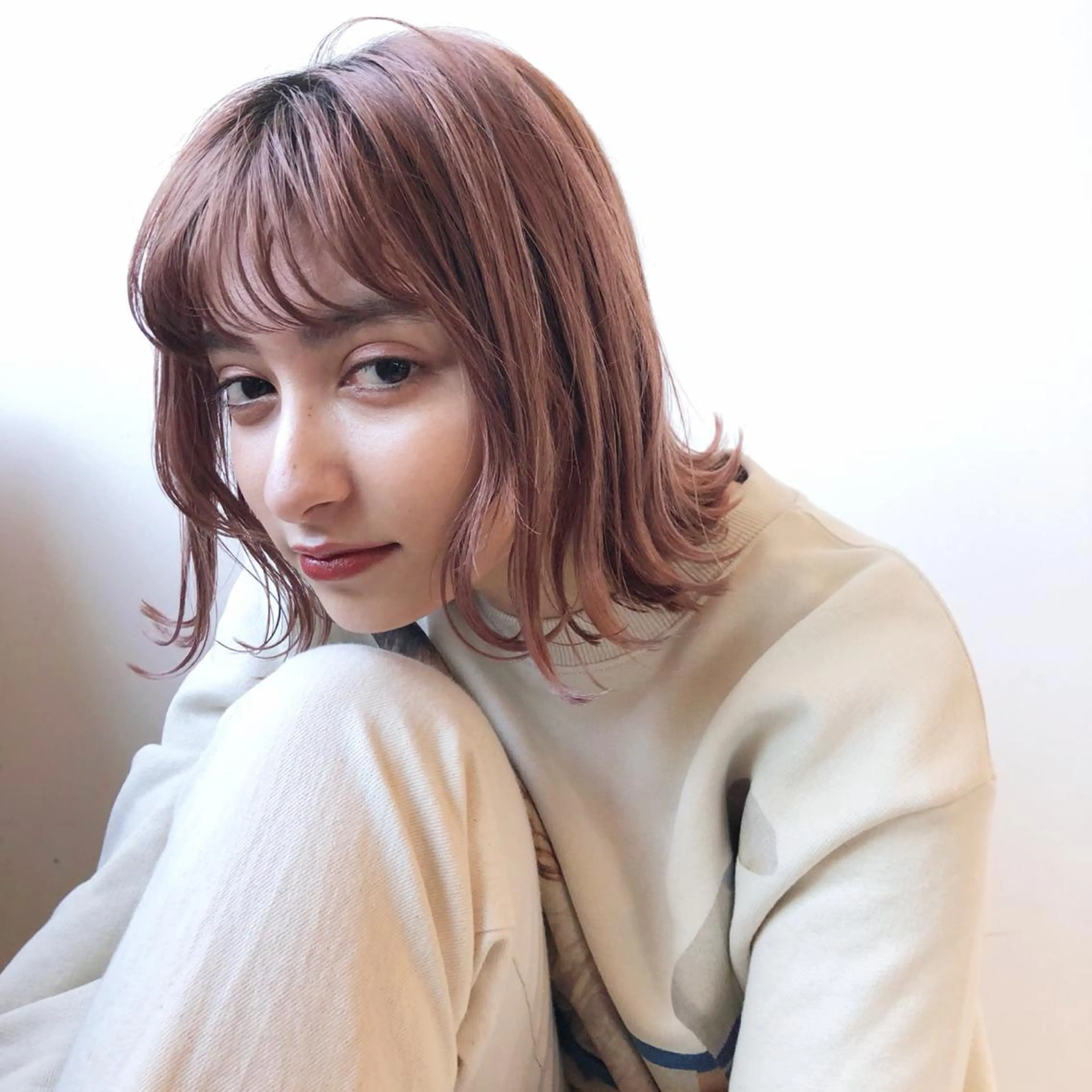 ミディアム カラー ベージュカラー ピンクカラー ピンクベージュ ホワイトピンク ホワイトピンクベージュ 🌸ハイトーン 新田　廉 🌸のヘアスタイル