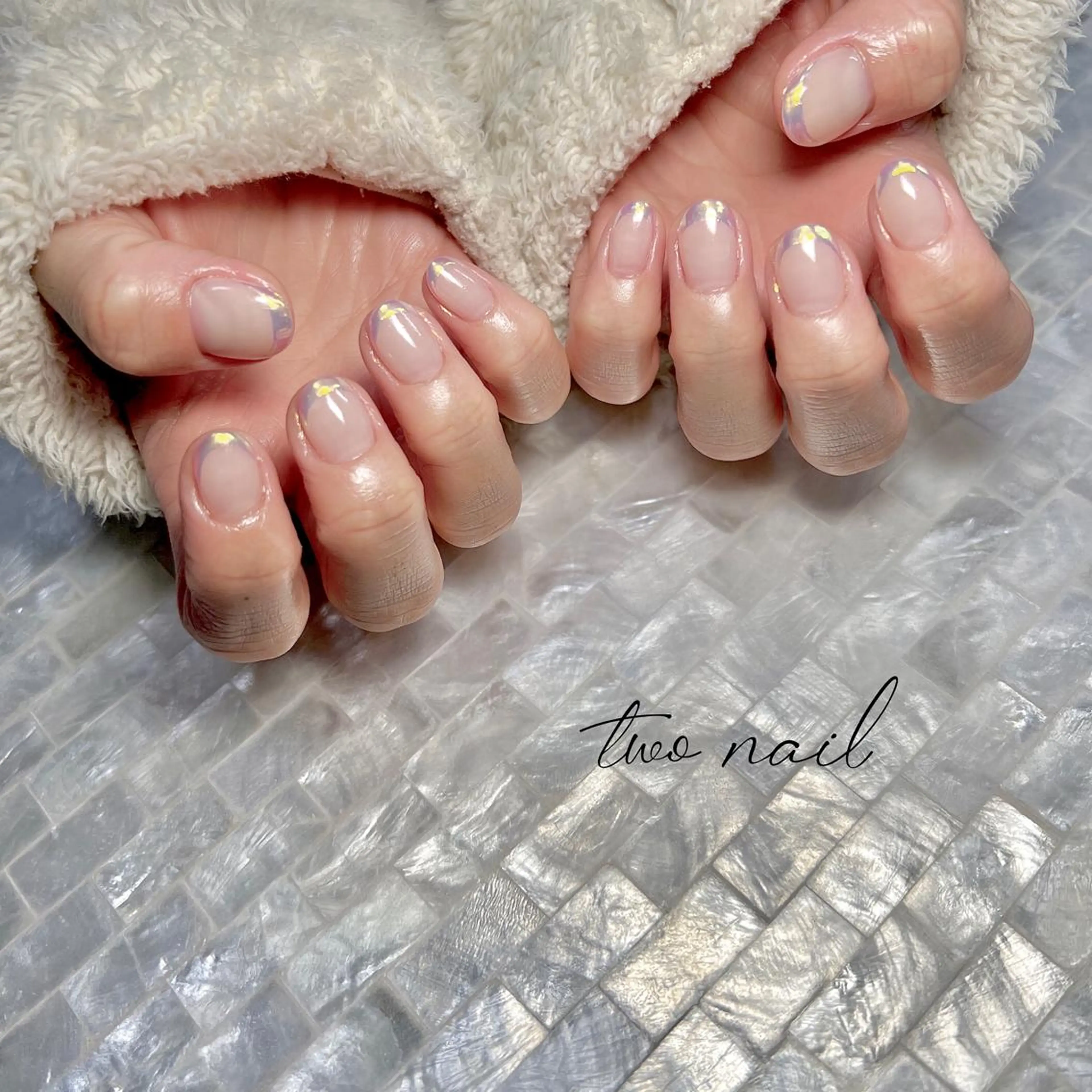 ネイル アートネイル オーロラネイル フットネイル ハート ニュアンスネイル two nailのネイルデザイン