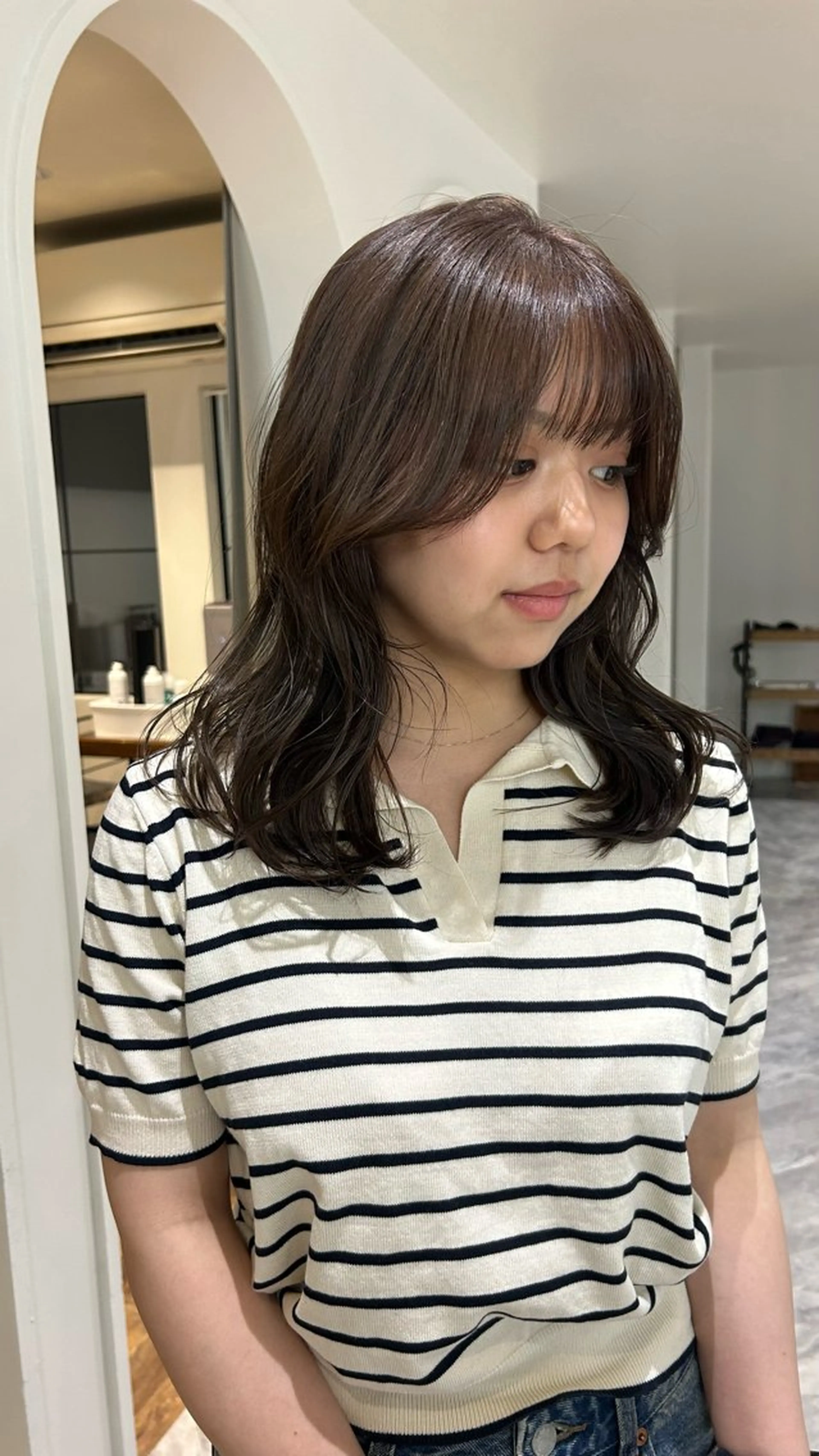 ミディアム カラー カット ヘアカラー トリートメント じゅわっと暖色カラー 🍊Moemiのヘアスタイル